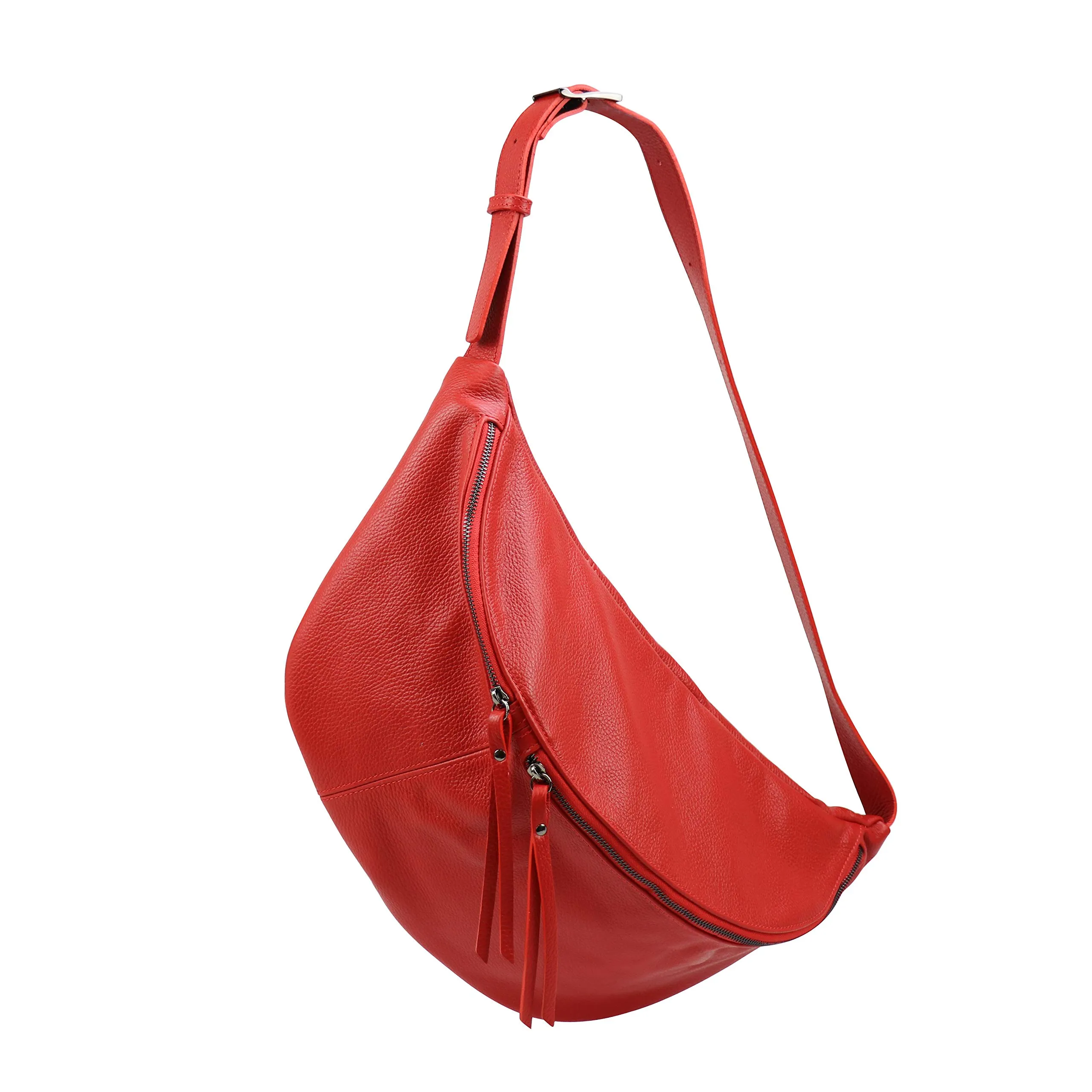SH Leder Borsa da cintura in vera pelle Daniela G768, Rosso, Grande (49 x 28 cm) - immagine 1