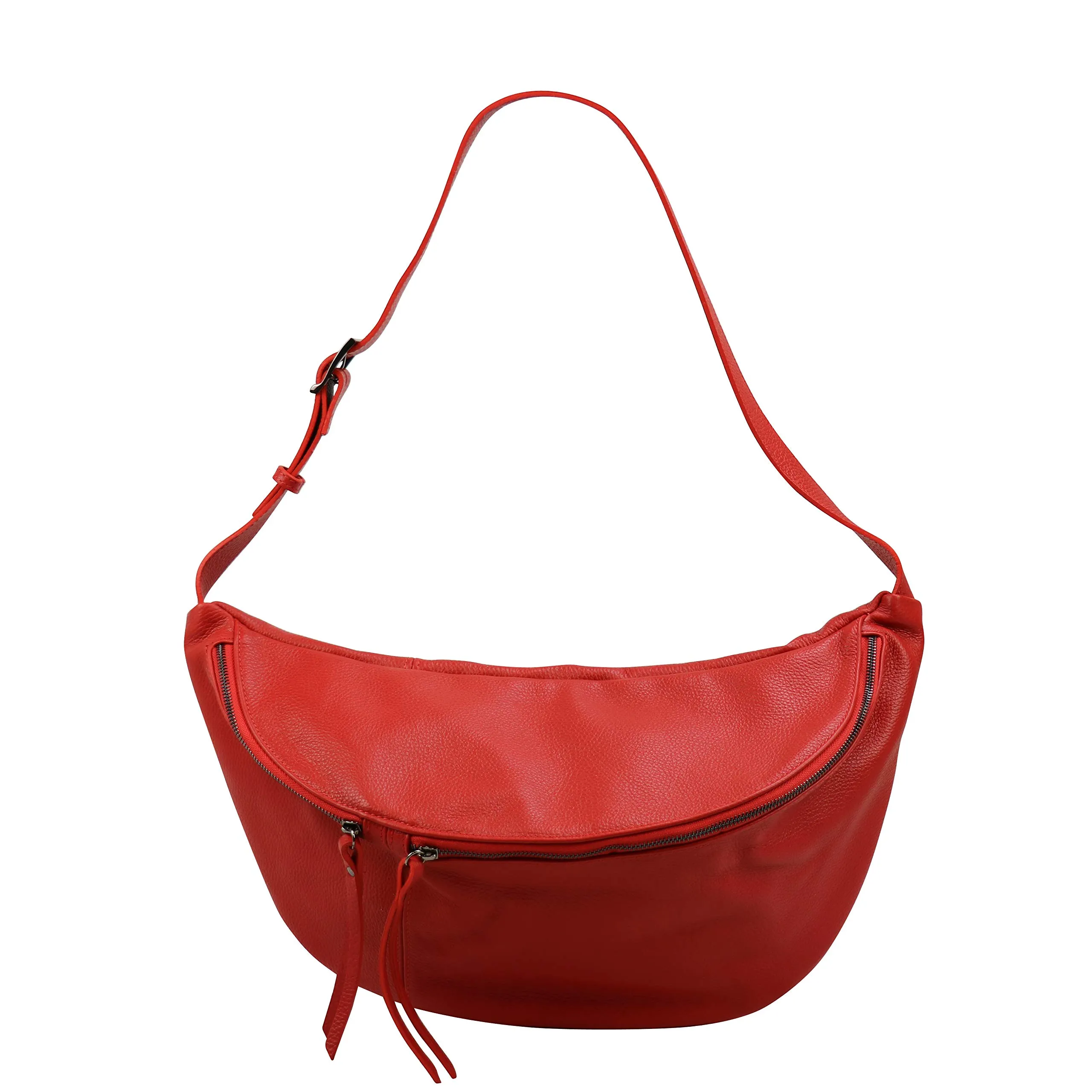 SH Leder Borsa da cintura in vera pelle Daniela G768, Rosso, Grande (49 x 28 cm) - immagine 2
