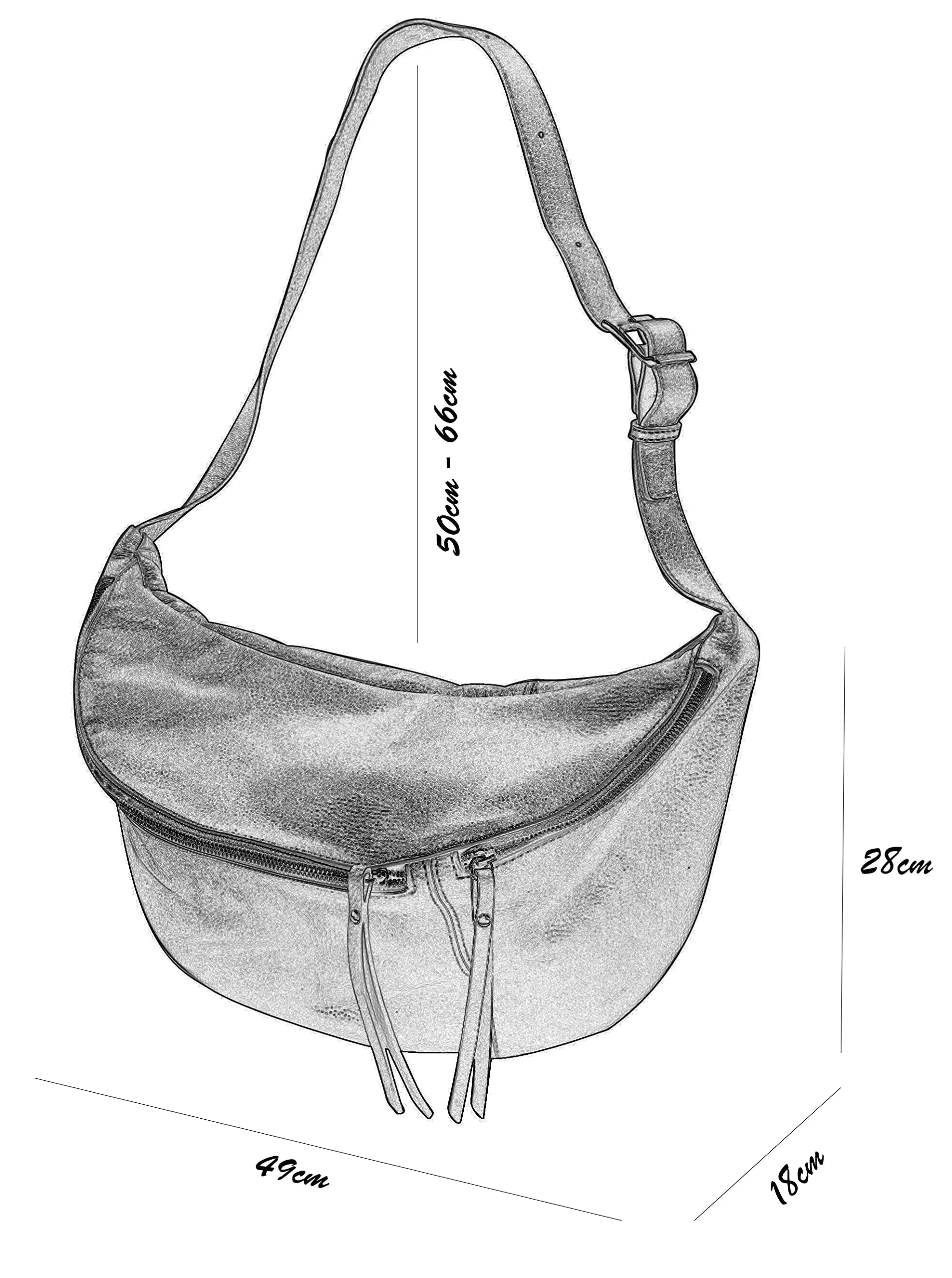 SH Leder Borsa da cintura in vera pelle Daniela G768, Grande, 49 x 28 cm - immagine 4