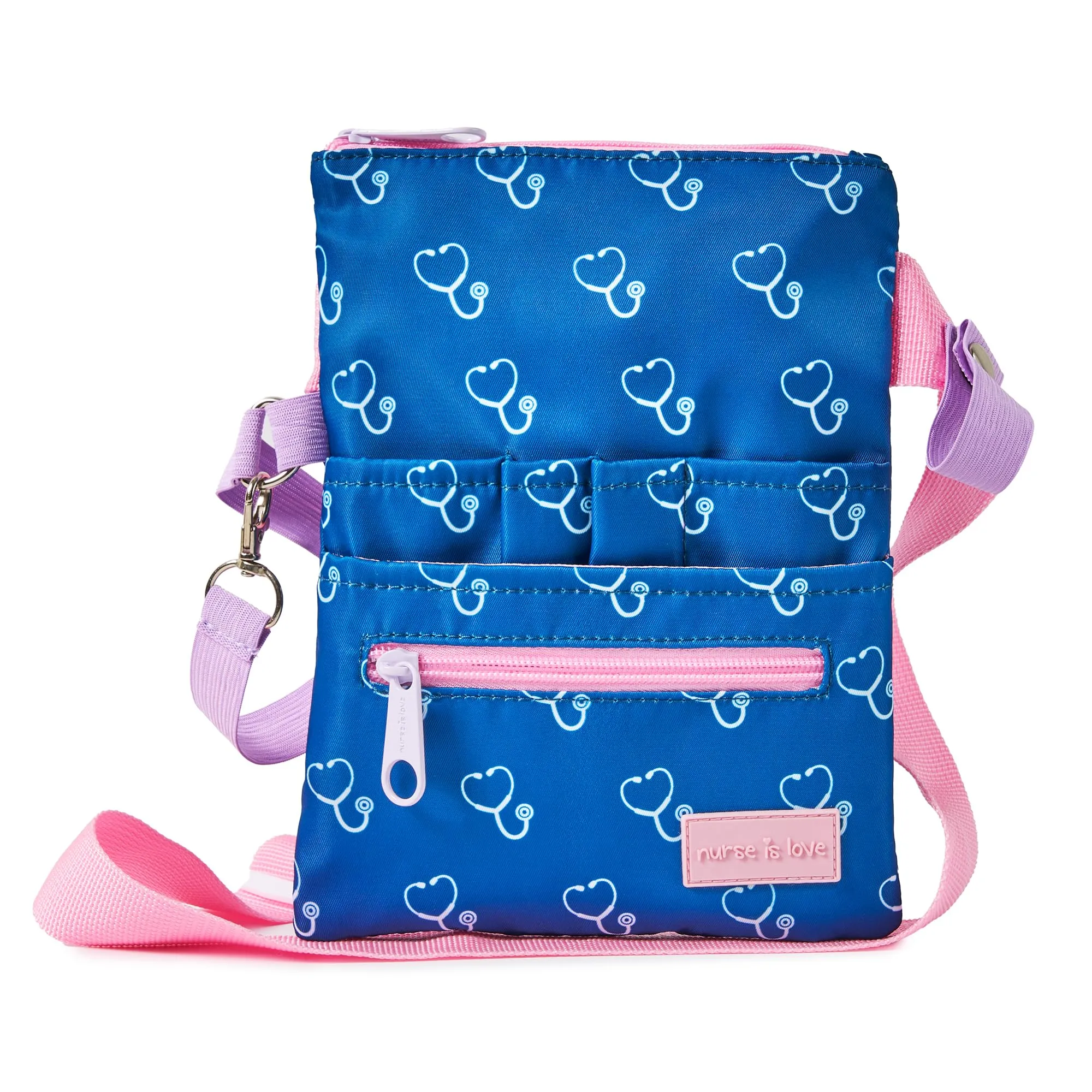 Nurse Is Love Marsupio Infermiere Stetoscopi Blu Navy con Moschettone e Organizer Multitasche per Forbici - immagine 1