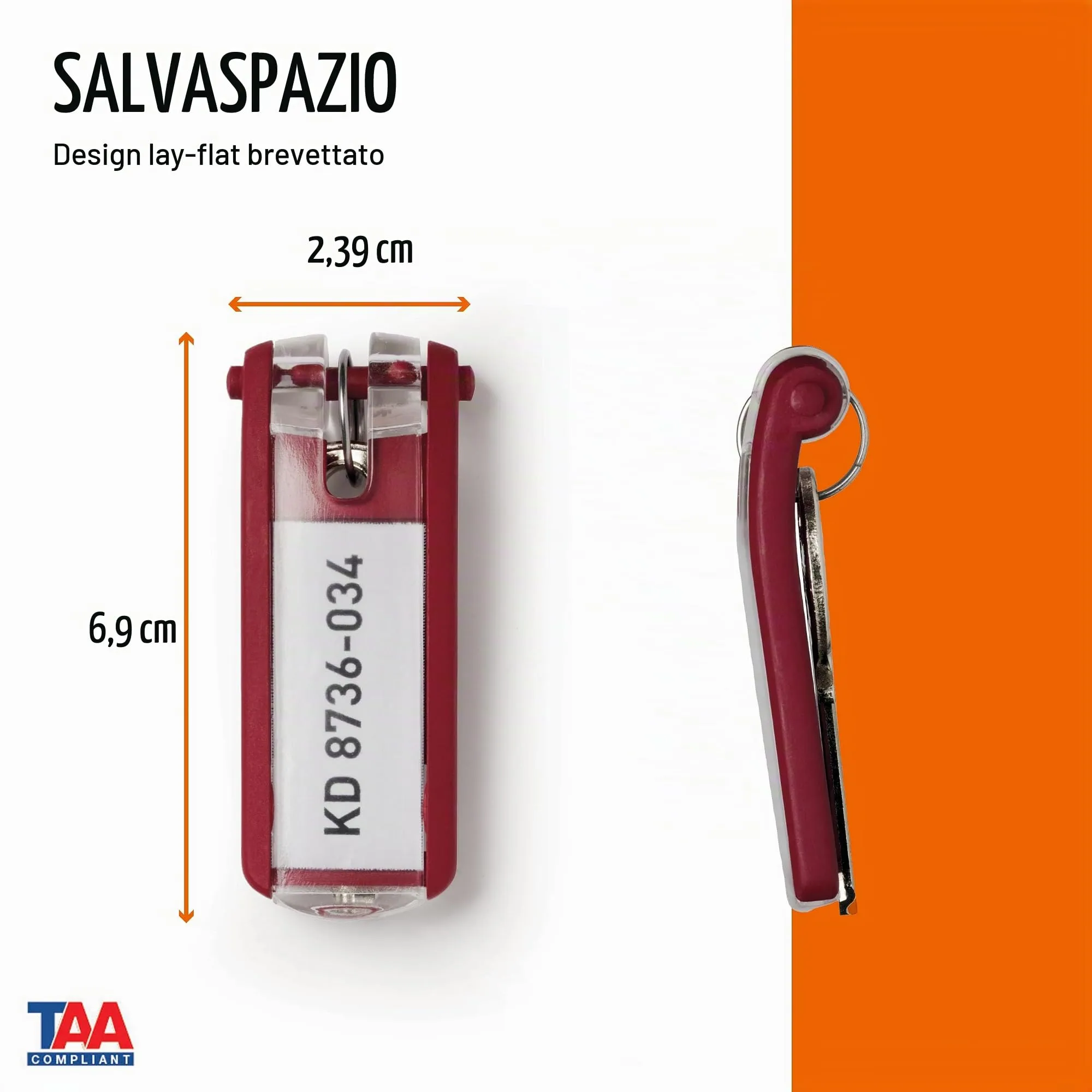 Durable 195703 Key Clip, Rosso, Confezione da 6 Pezzi - immagine 2