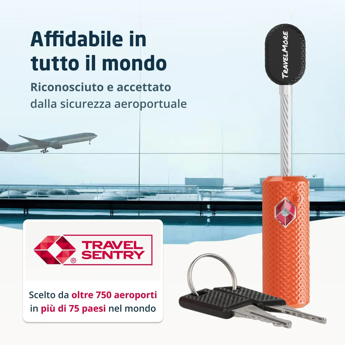TravelMore Serrature per Bagagli Approvate TSA, Lega di Zinco, Confezione da 4 - Arancione - immagine 5