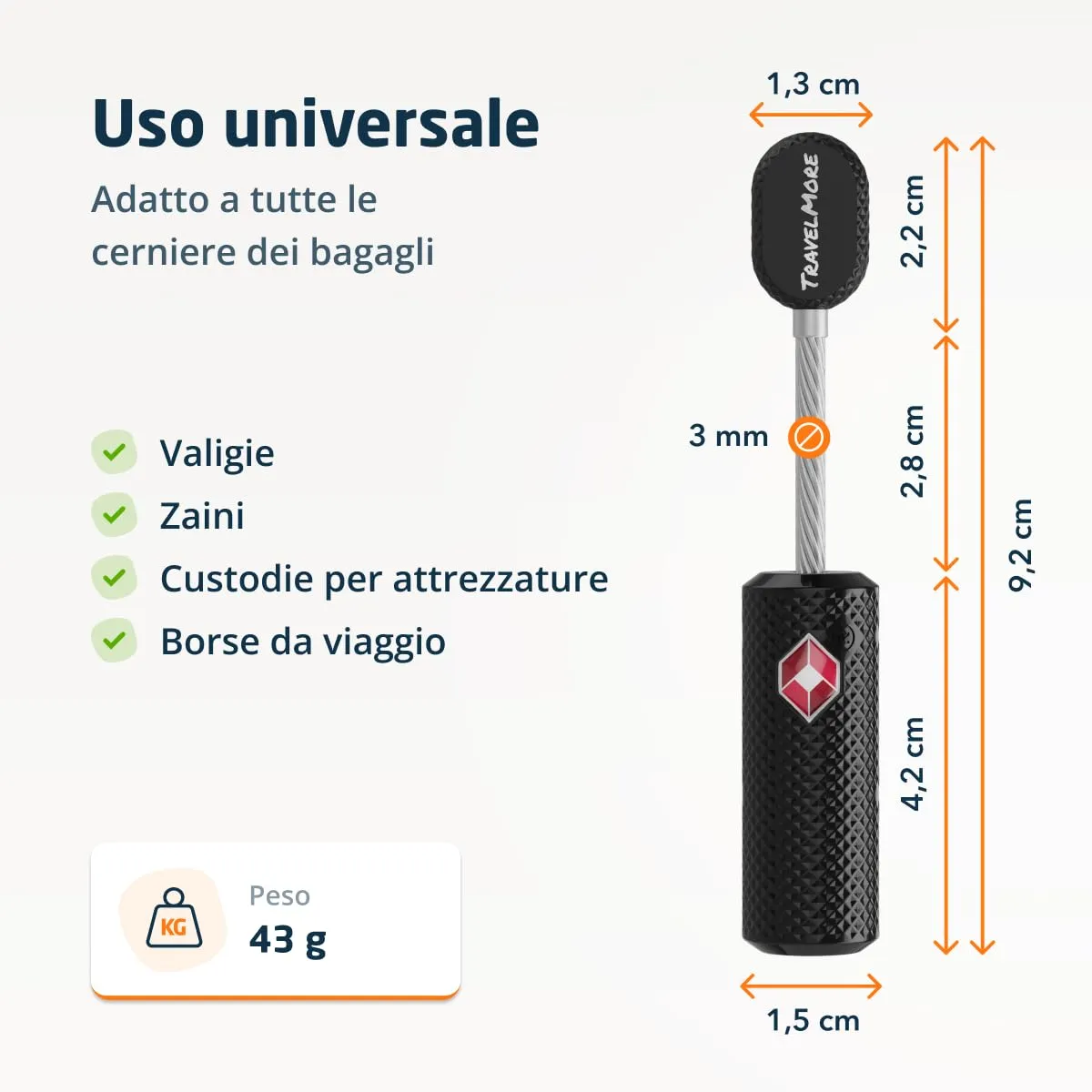 TravelMore Lucchetti per Bagagli TSA in Lega di Zinco, Nero, Confezione da 2 - immagine 2