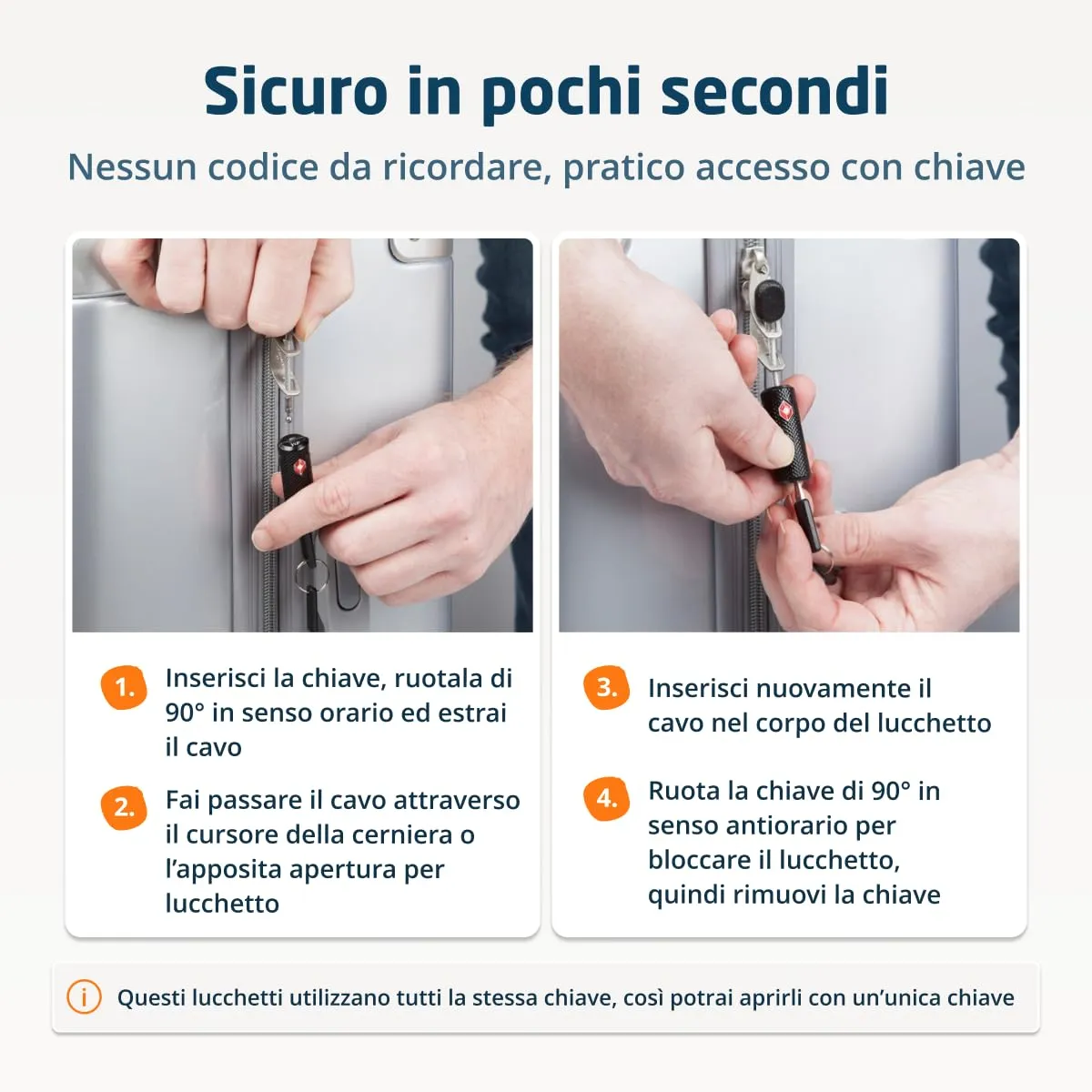 TravelMore Lucchetti per Bagagli TSA in Lega di Zinco, Nero, Confezione da 2 - immagine 4