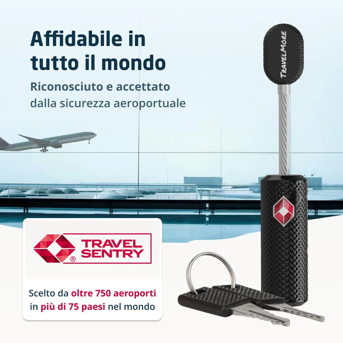 TravelMore Lucchetti per Bagagli TSA in Lega di Zinco, Nero, Confezione da 2 - immagine 5