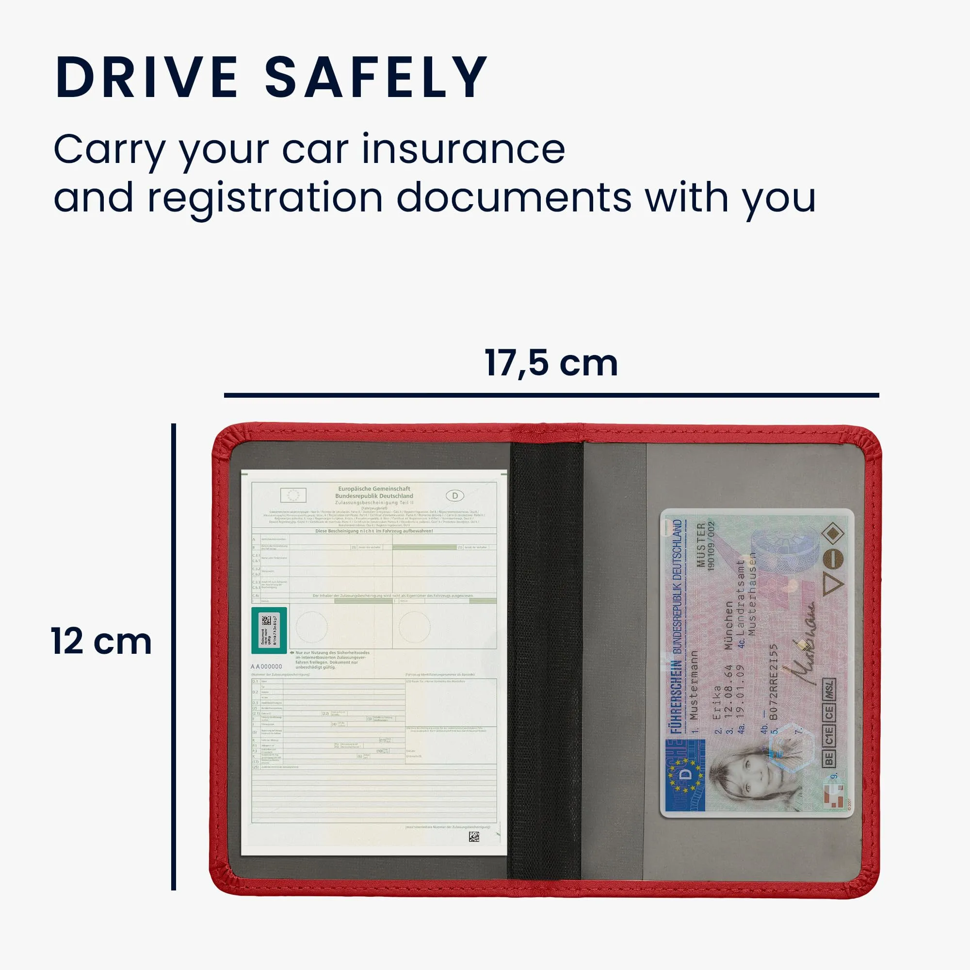 kwmobile Custodia in pelle PU per Libretto di Circolazione e Patente, Rosso Scuro - immagine 5