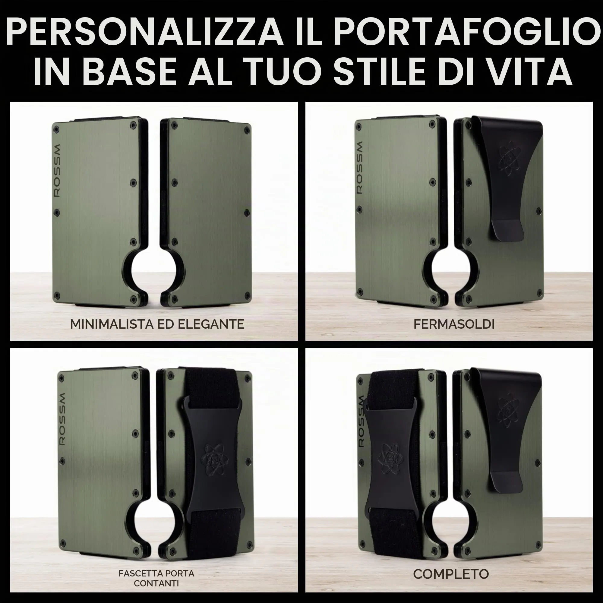 ROSSM Portafoglio Uomo Minimalista in Fibra di Carbonio e Metallo con Blocco RFID, Clip e Elastico per Banconote - immagine 5
