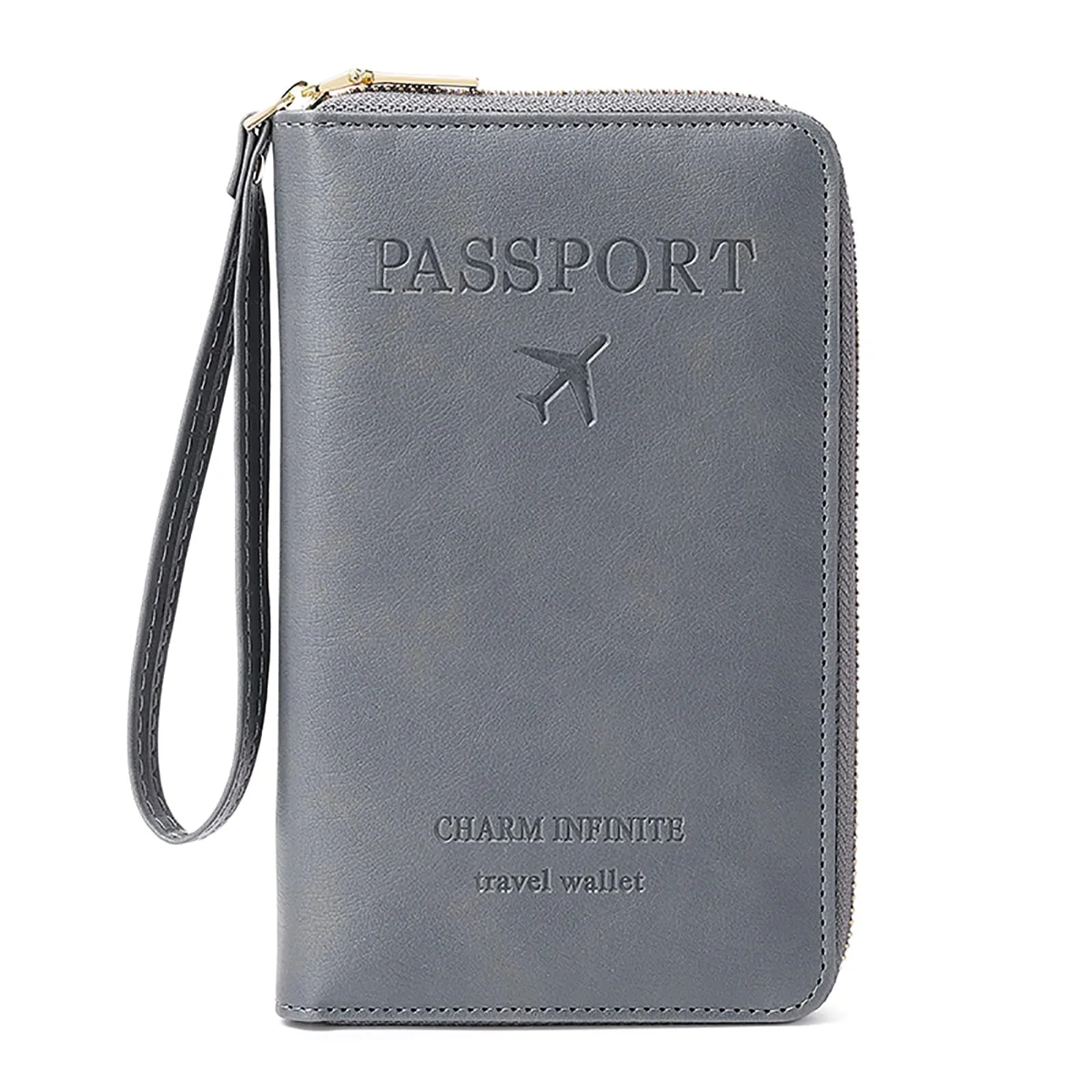 Toctax Custodia per passaporto in pelle con blocco RFID, grigio, 19 x 11.5 x 2 cm - immagine 1