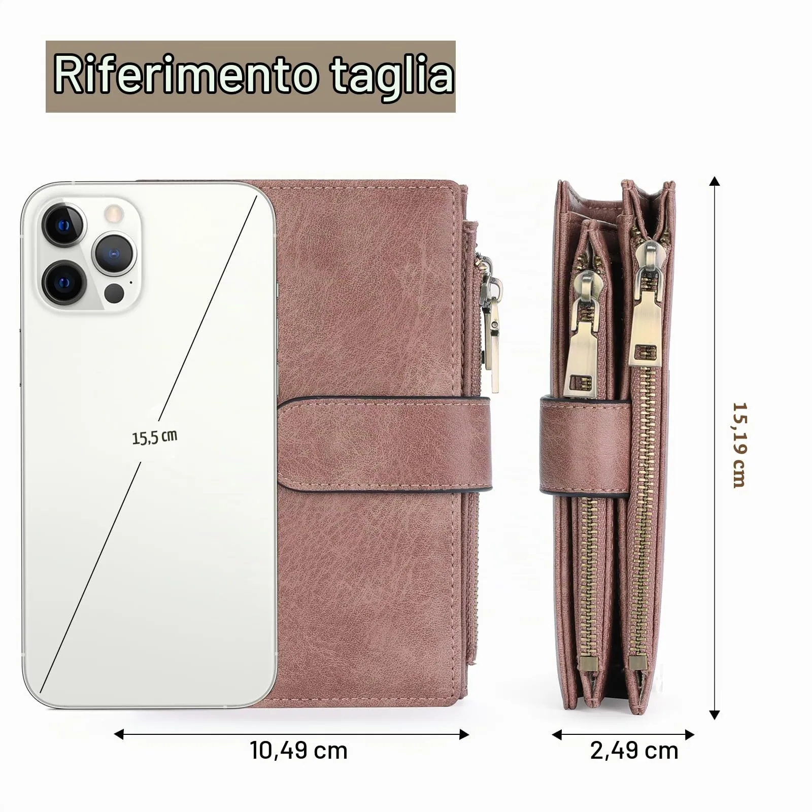 GOIACII Portafoglio da Donna in Pelle con Blocco RFID, 18 Slot per Carte e Tasca Portamonete con Doppia Cerniera - immagine 6