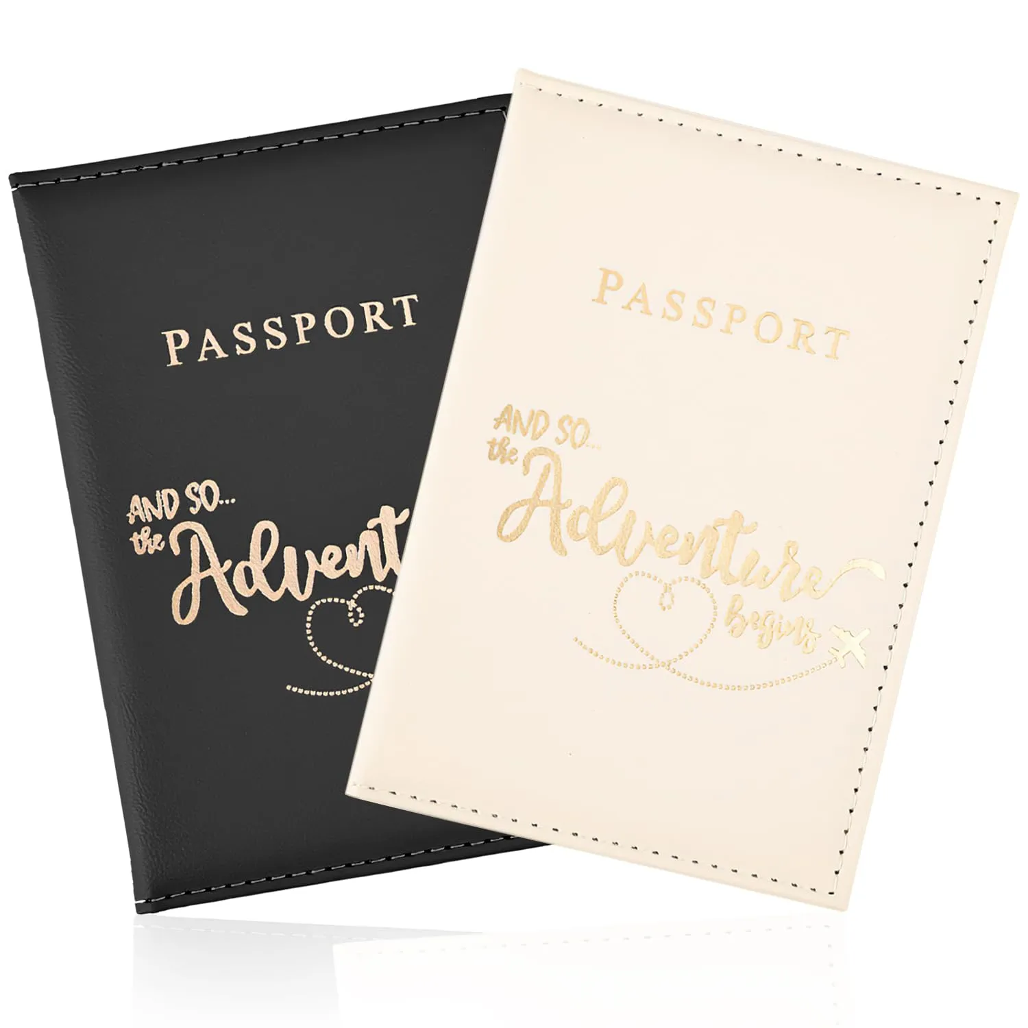 REEKNOKOL Portapassaporto in pelle PU, 2 pezzi (Nero + Bianco) - immagine 1