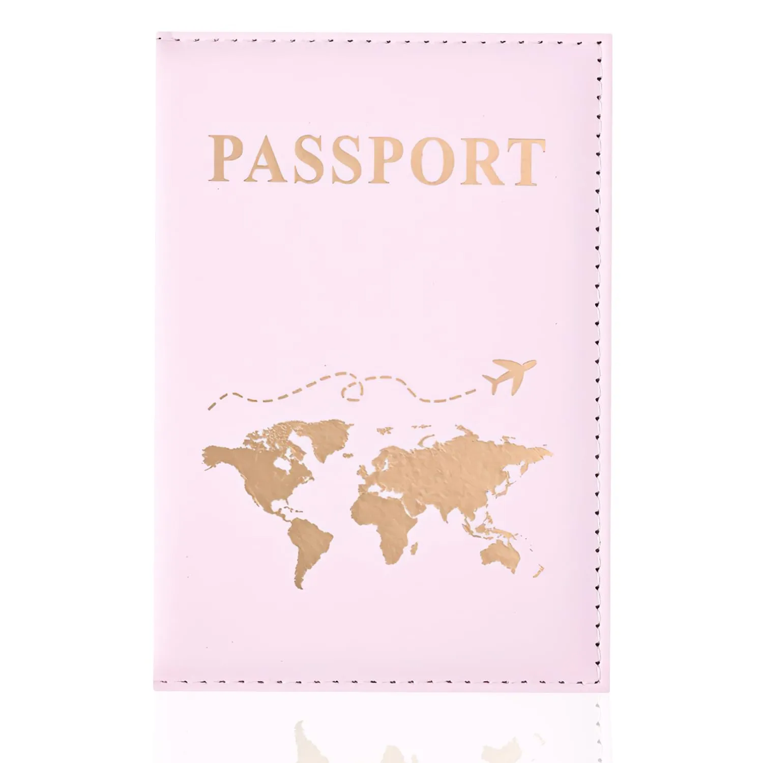 REEKNOKOL Portapassaporto in Pelle PU, Custodia per Passaporto, Carte di Credito e Biglietti, Rosa - immagine 1