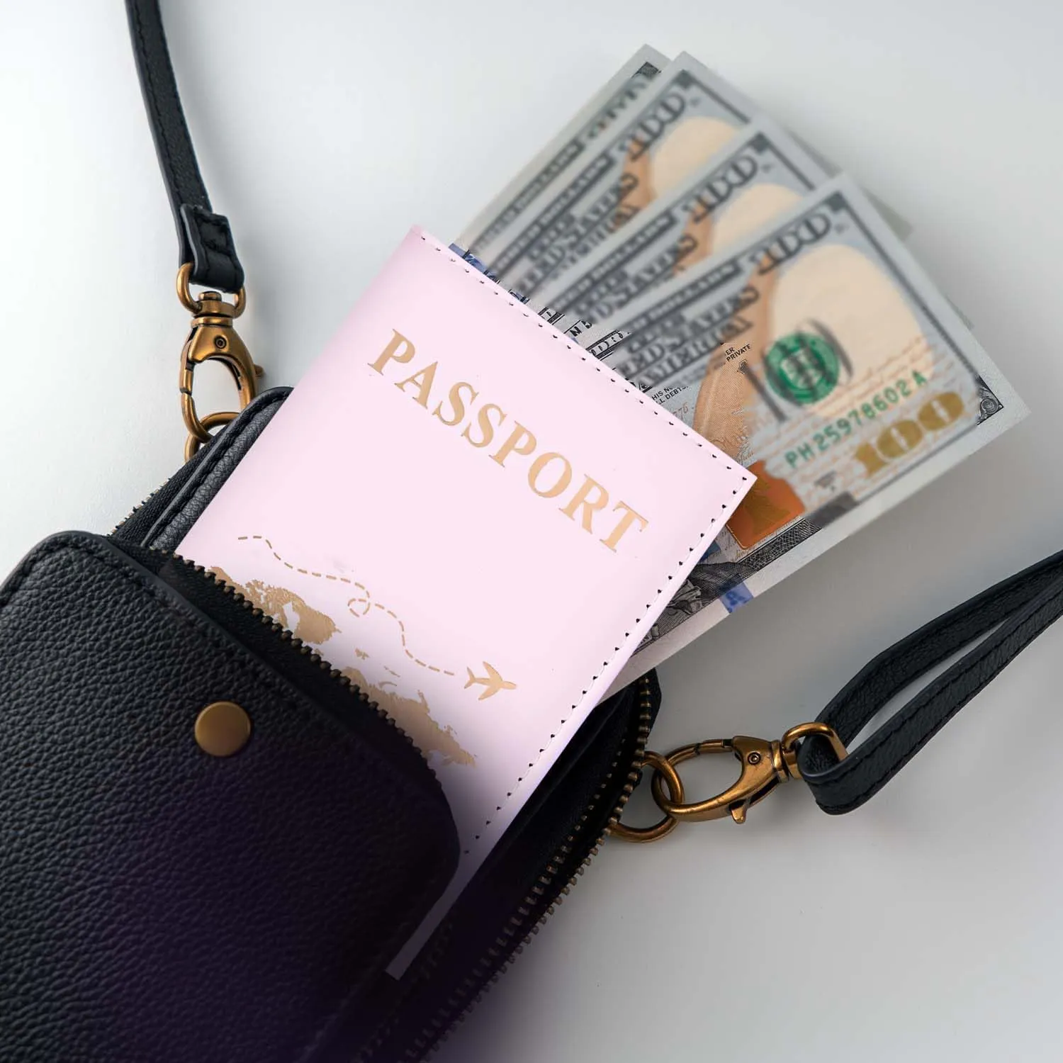 REEKNOKOL Portapassaporto in Pelle PU, Custodia per Passaporto, Carte di Credito e Biglietti, Rosa - immagine 7