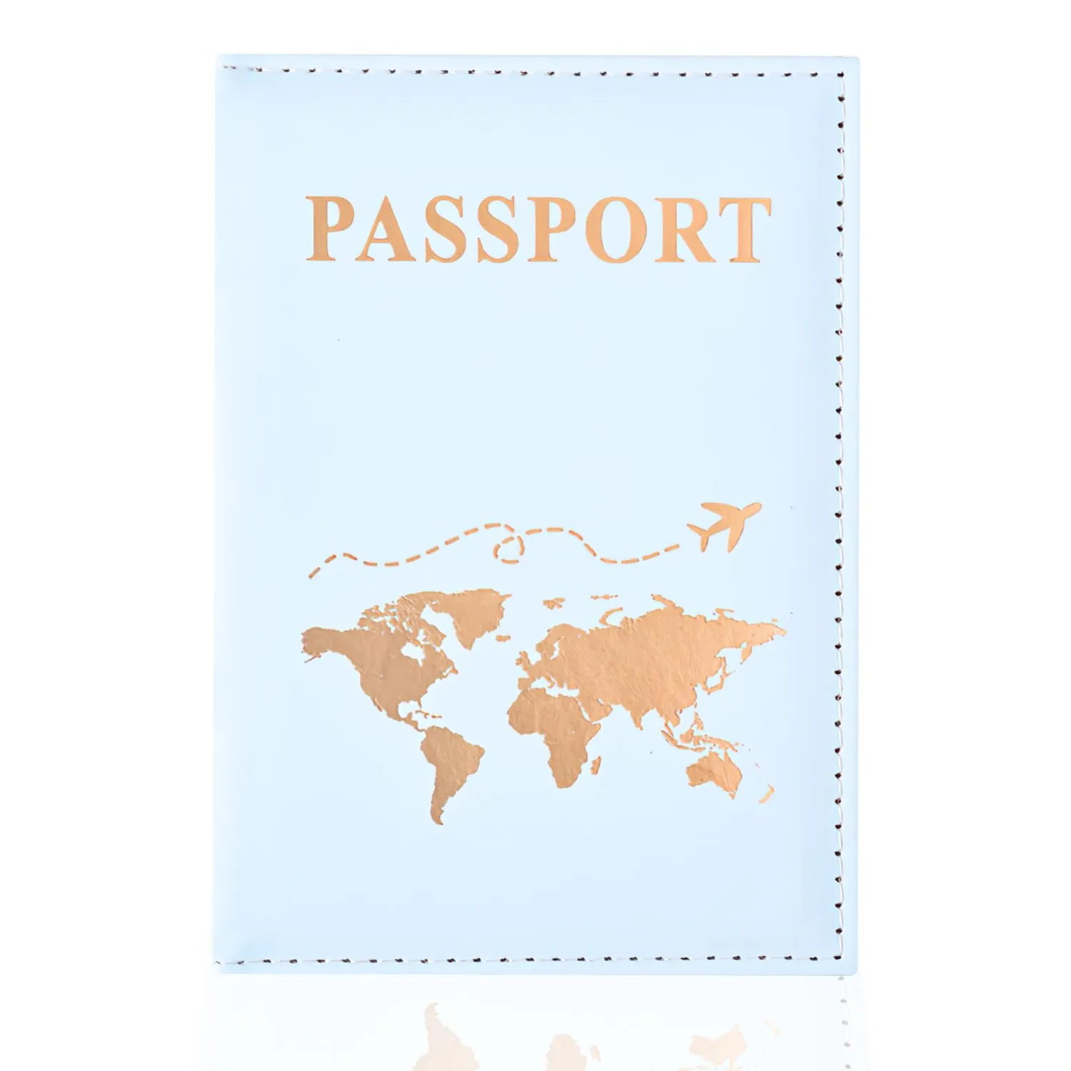 REEKNOKOL Portapassaporto in Pelle PU per Passaporto, Carte di Credito e Biglietti (Blu) - immagine 1
