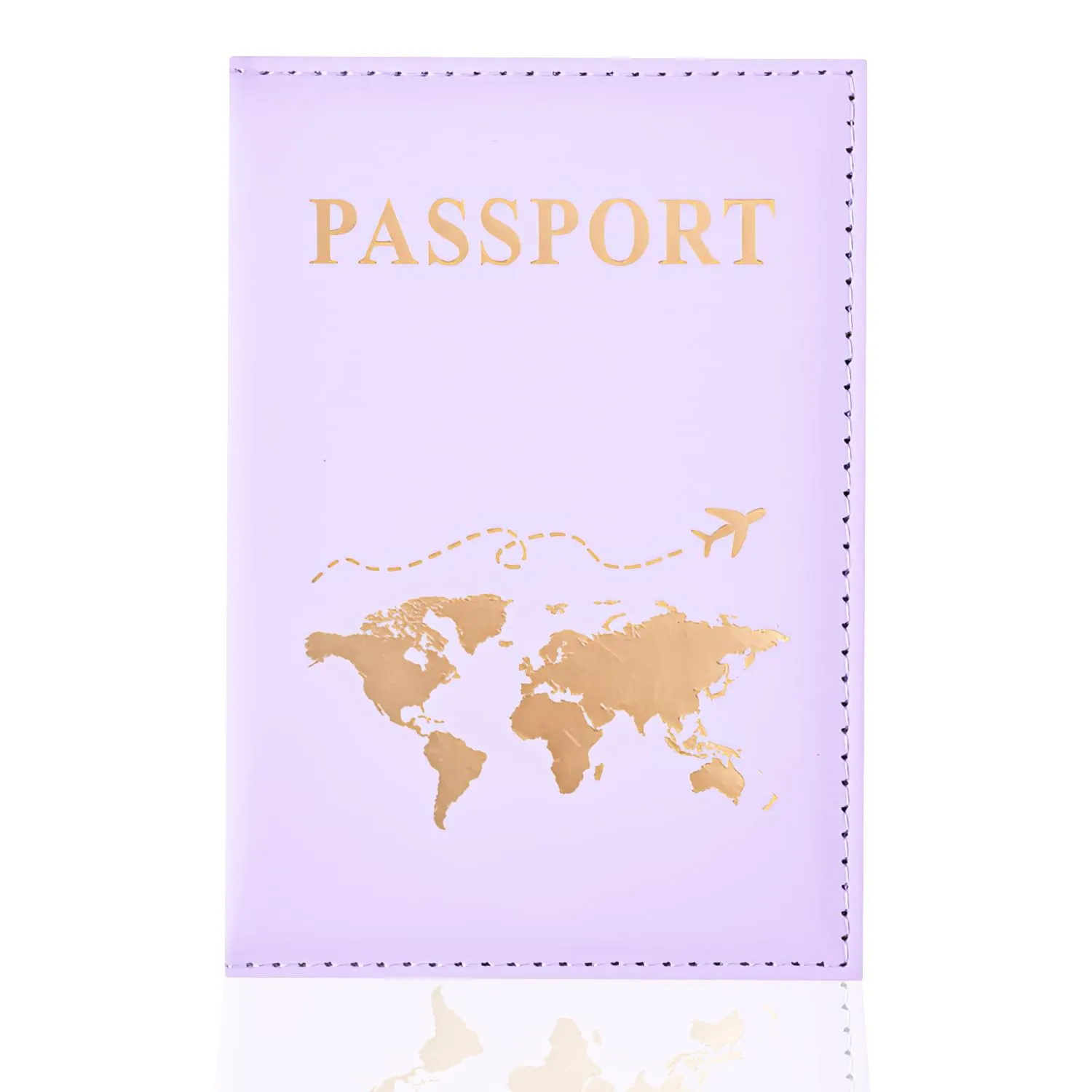 REEKNOKOL Portapassaporto in Pelle PU per Passaporto, Carte di Credito e Biglietti (Viola) - immagine 1
