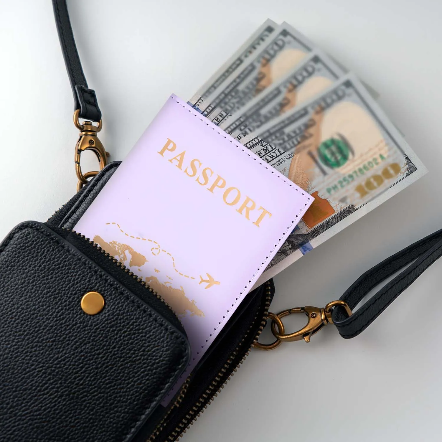 REEKNOKOL Portapassaporto in Pelle PU per Passaporto, Carte di Credito e Biglietti (Viola) - immagine 7