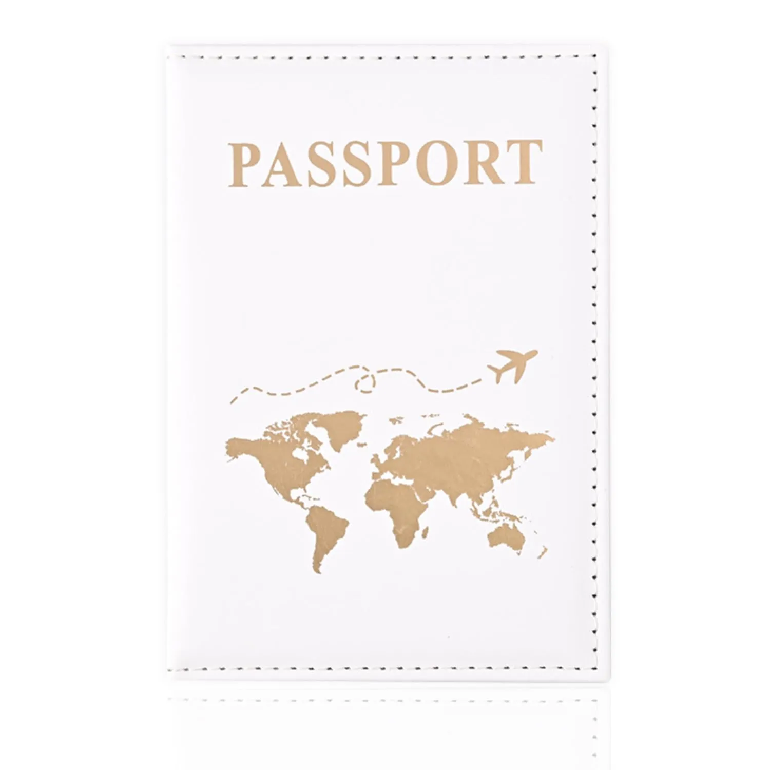 REEKNOKOL Portapassaporto in Pelle PU per Passaporto, Carte di Credito e Biglietti (Bianco) - immagine 1