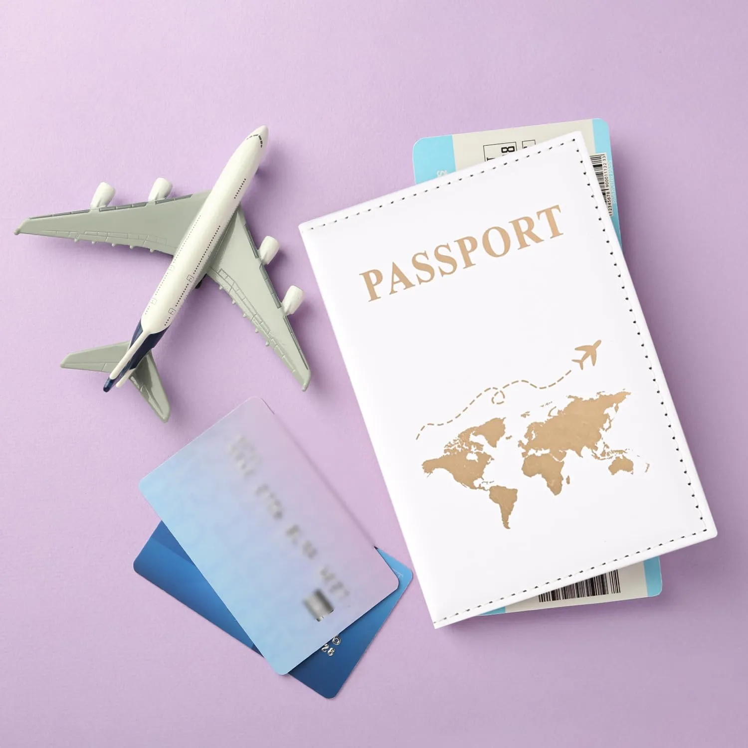 REEKNOKOL Portapassaporto in Pelle PU per Passaporto, Carte di Credito e Biglietti (Bianco) - immagine 5