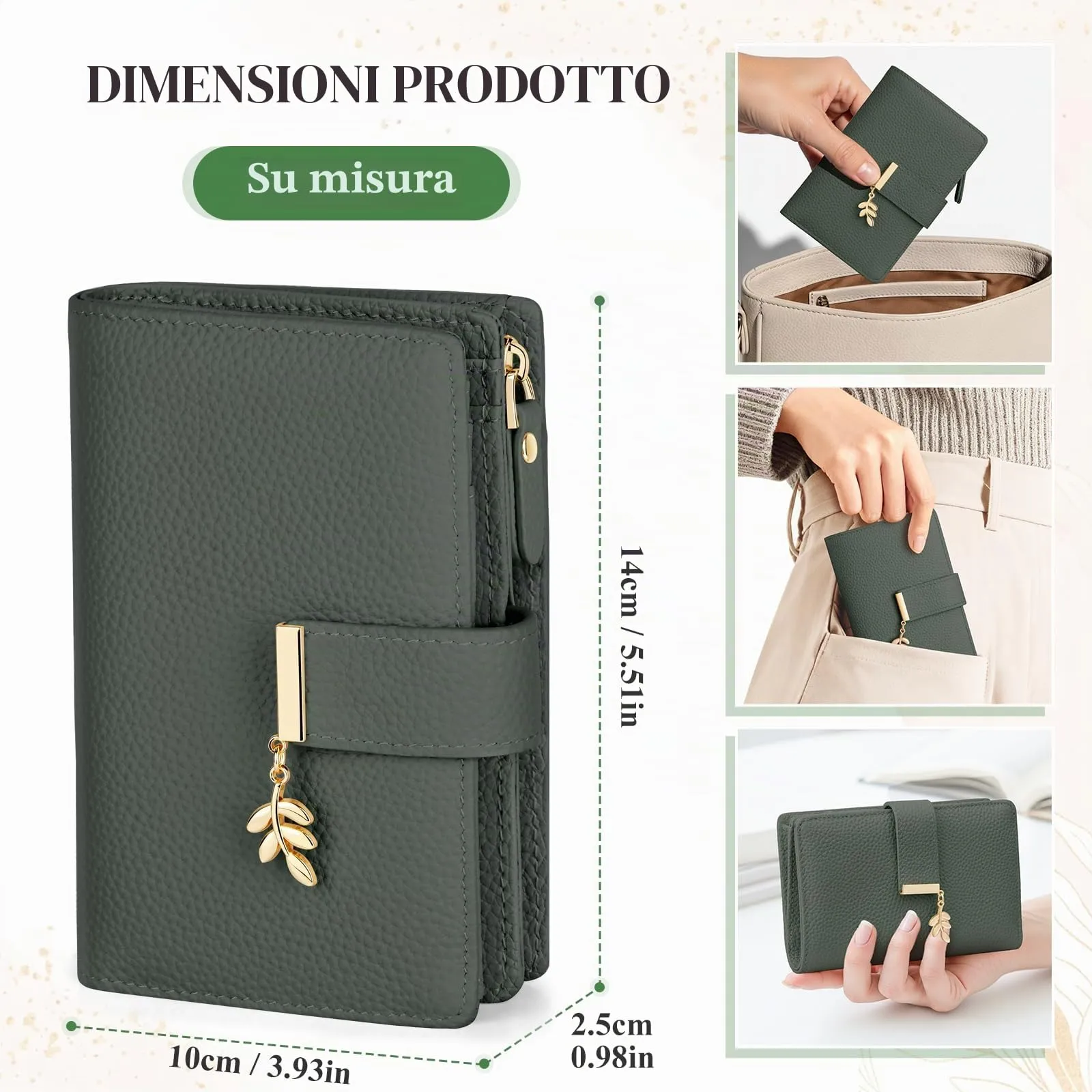 LUROON Portafoglio Medio Donna in Pelle con Blocco RFID - immagine 5