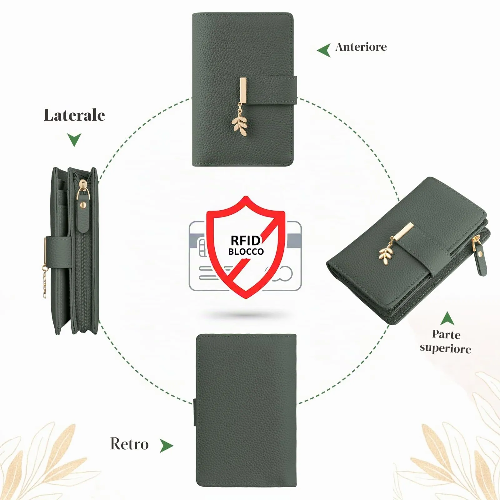 LUROON Portafoglio Medio Donna in Pelle con Blocco RFID - immagine 6
