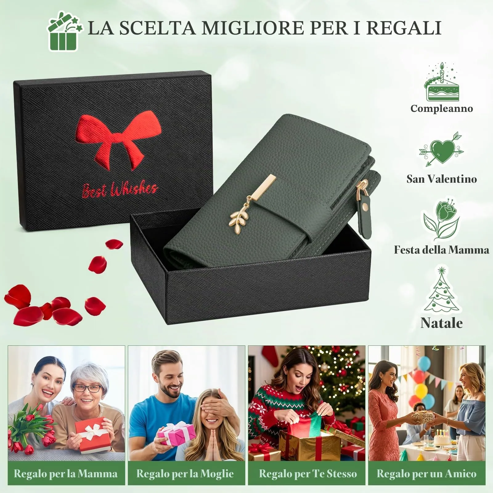 LUROON Portafoglio Medio Donna in Pelle con Blocco RFID - immagine 7