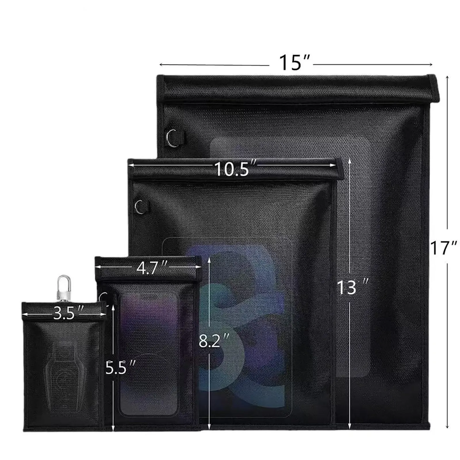 ELLENNE Borsa Faraday Schermata RFID, GPS, WiFi, 5G, Ignifuga, Medium (27 x 20 cm) - immagine 7