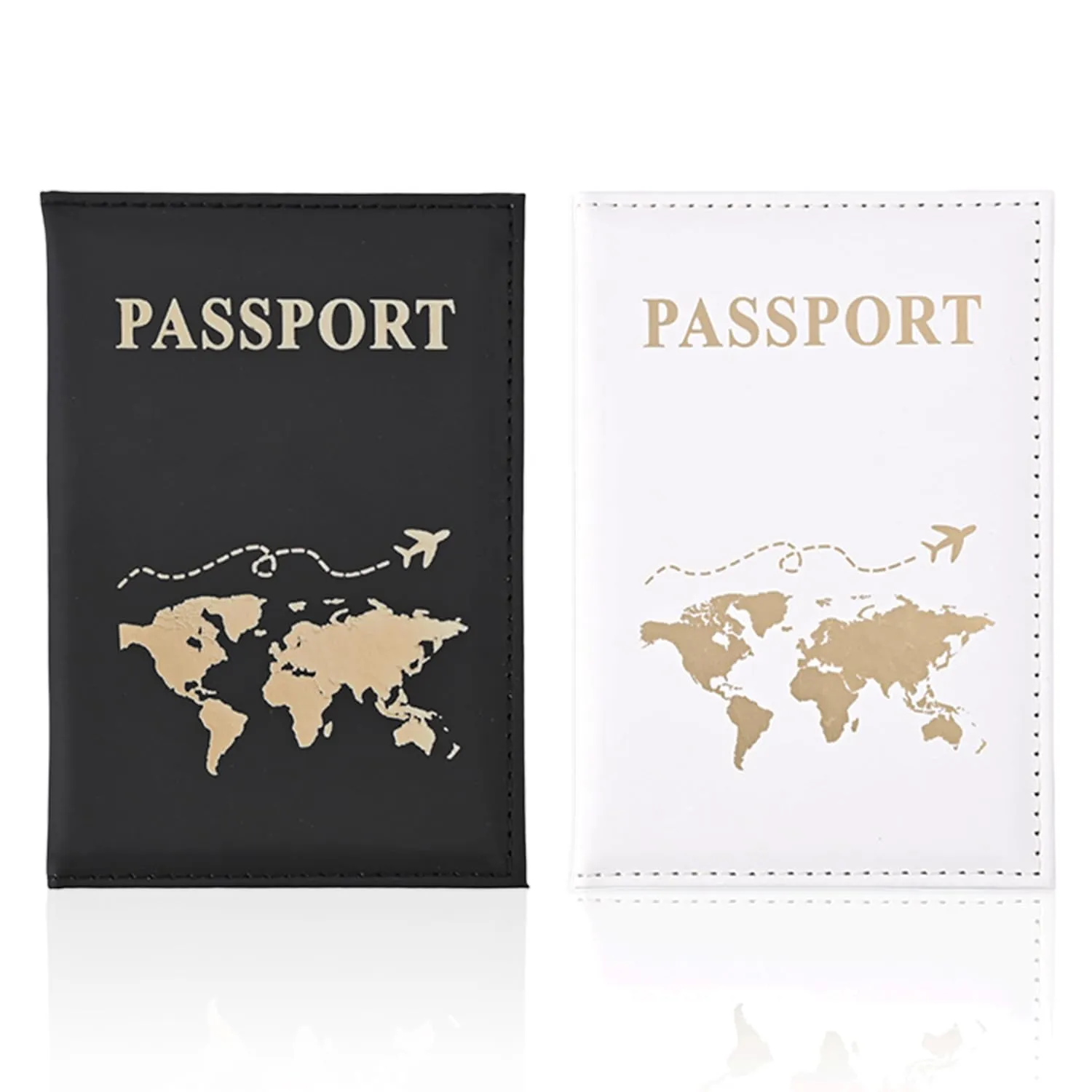 REEKNOKOL Porta Passaporto in Pelle PU, Set da 2 Pezzi (Nero e Bianco) - immagine 1