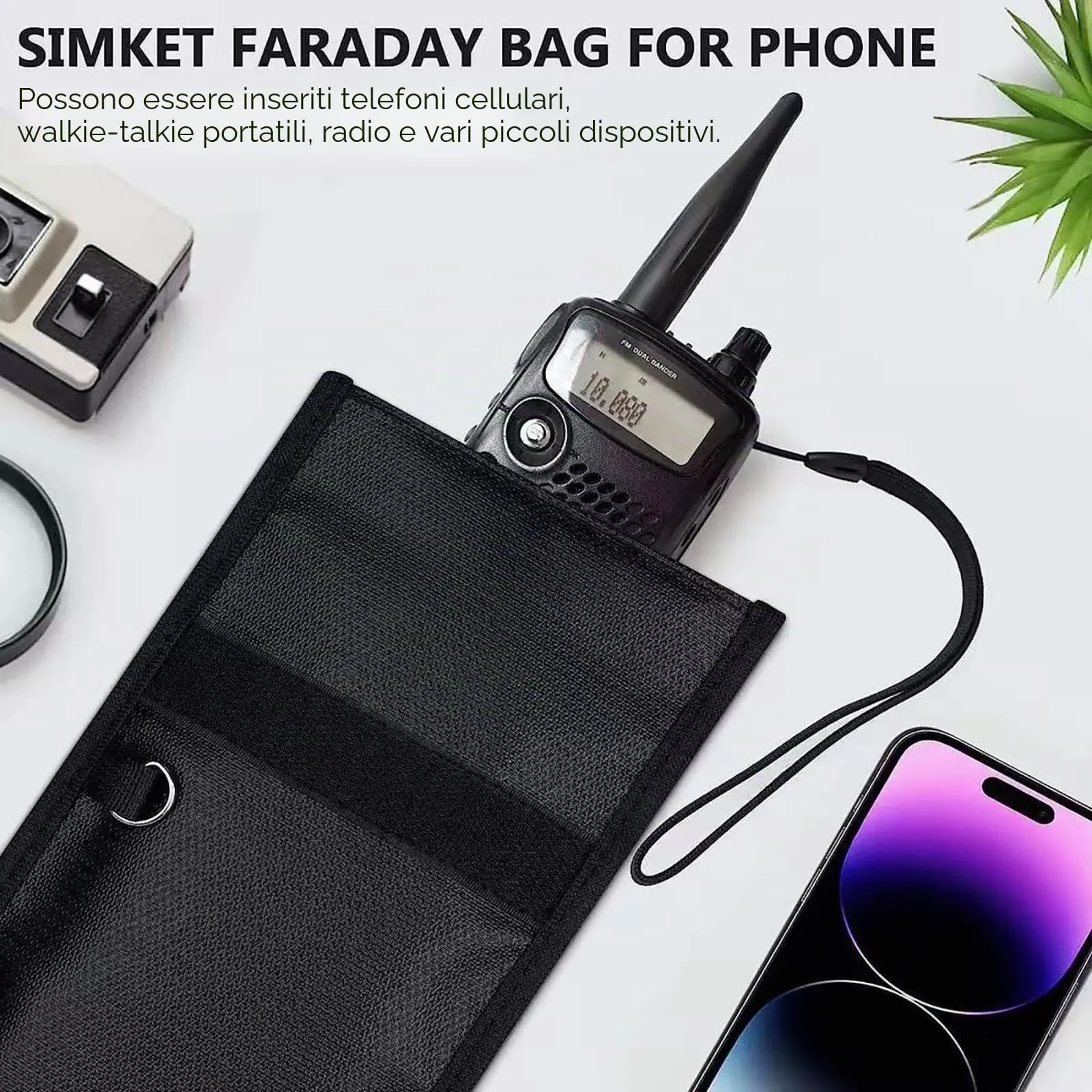 ELLENNE Borsa Faraday Schermata RFID GPS WiFi 5G Smartphone Ignifuga, Medium (27 x 20 cm) - immagine 3