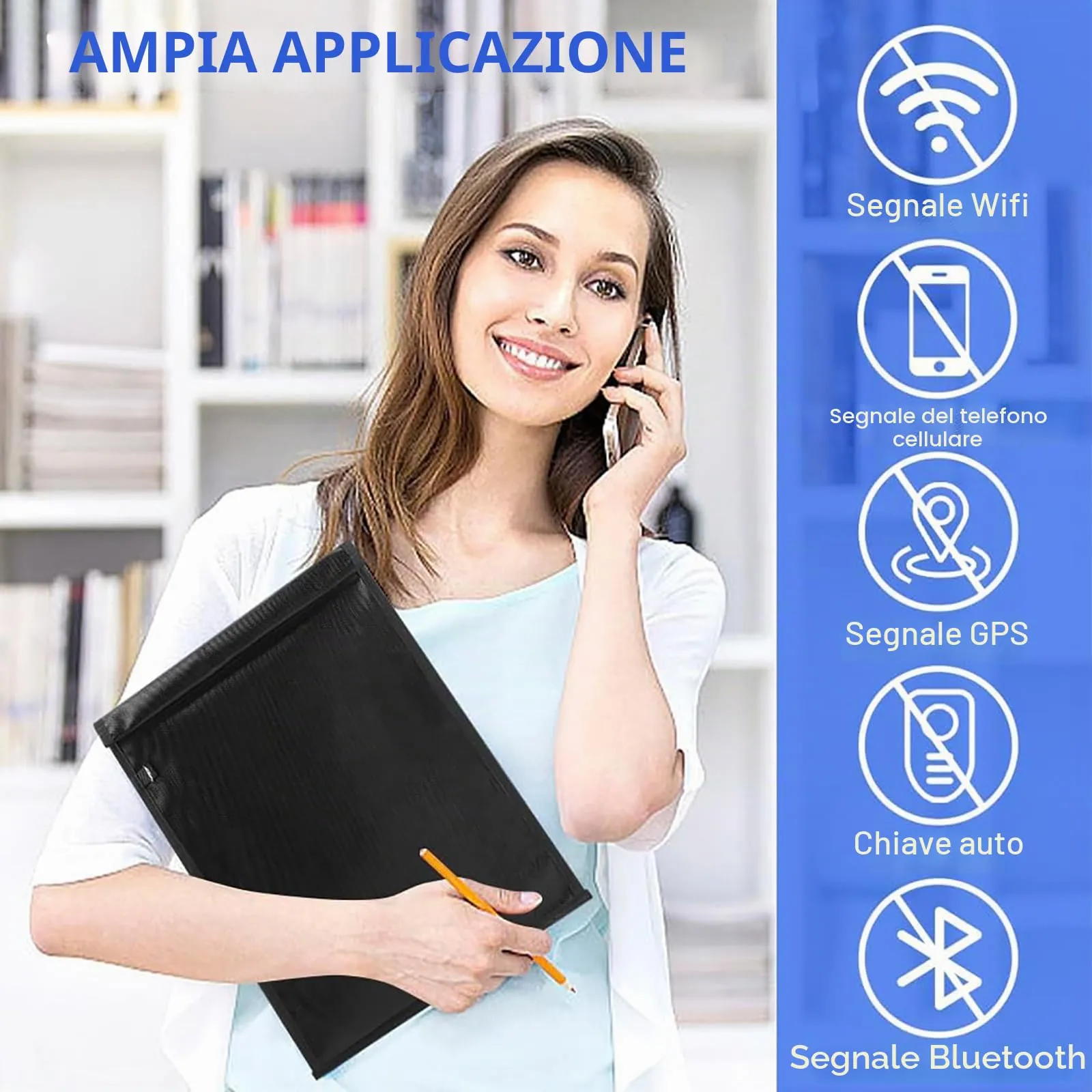 ELLENNE Borsa Faraday Schermata RFID GPS WiFi 5G Smartphone Ignifuga, Medium (27 x 20 cm) - immagine 5