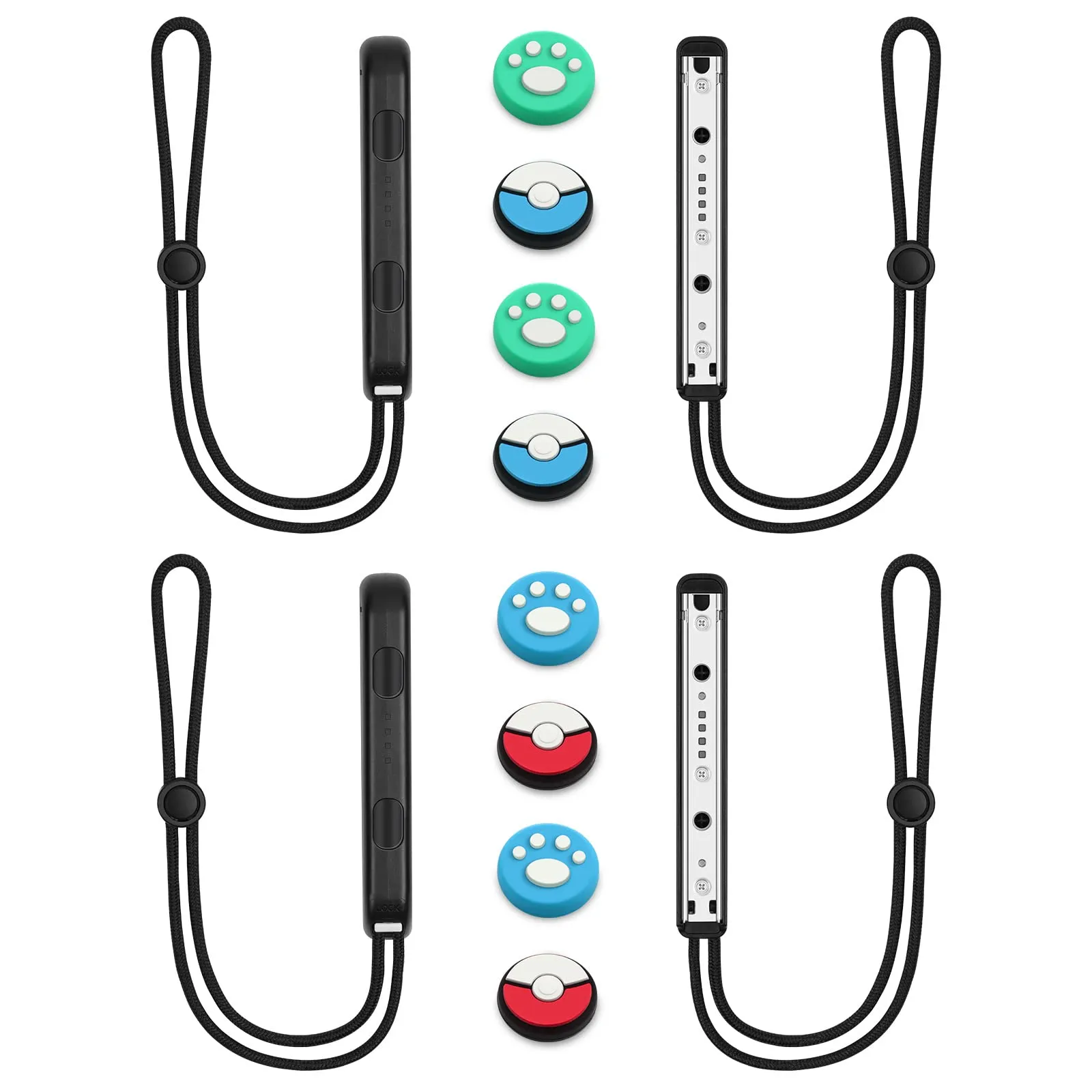 Vicloon Switch Controller Wrist Straps with 8 Joystick Caps, Nero - immagine 1