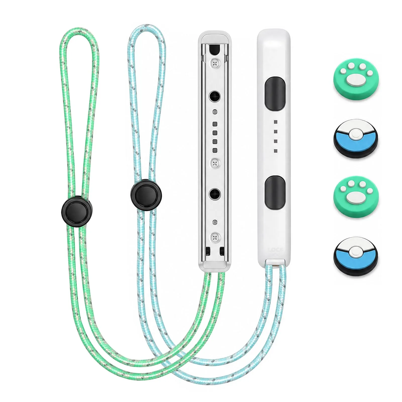 Vicloon Switch Controller Wrist Straps with 4 Joystick Caps, White - immagine 1