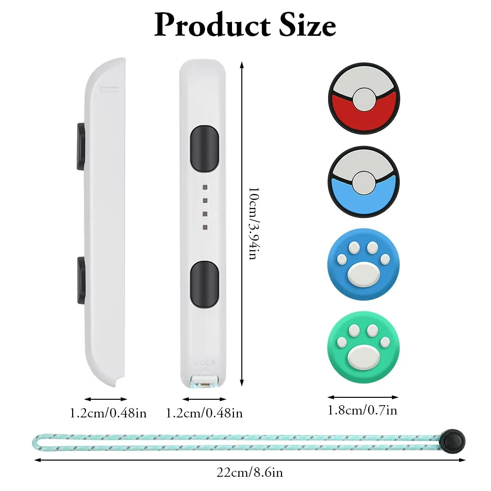 Vicloon Switch Controller Wrist Straps with 4 Joystick Caps, White - immagine 2