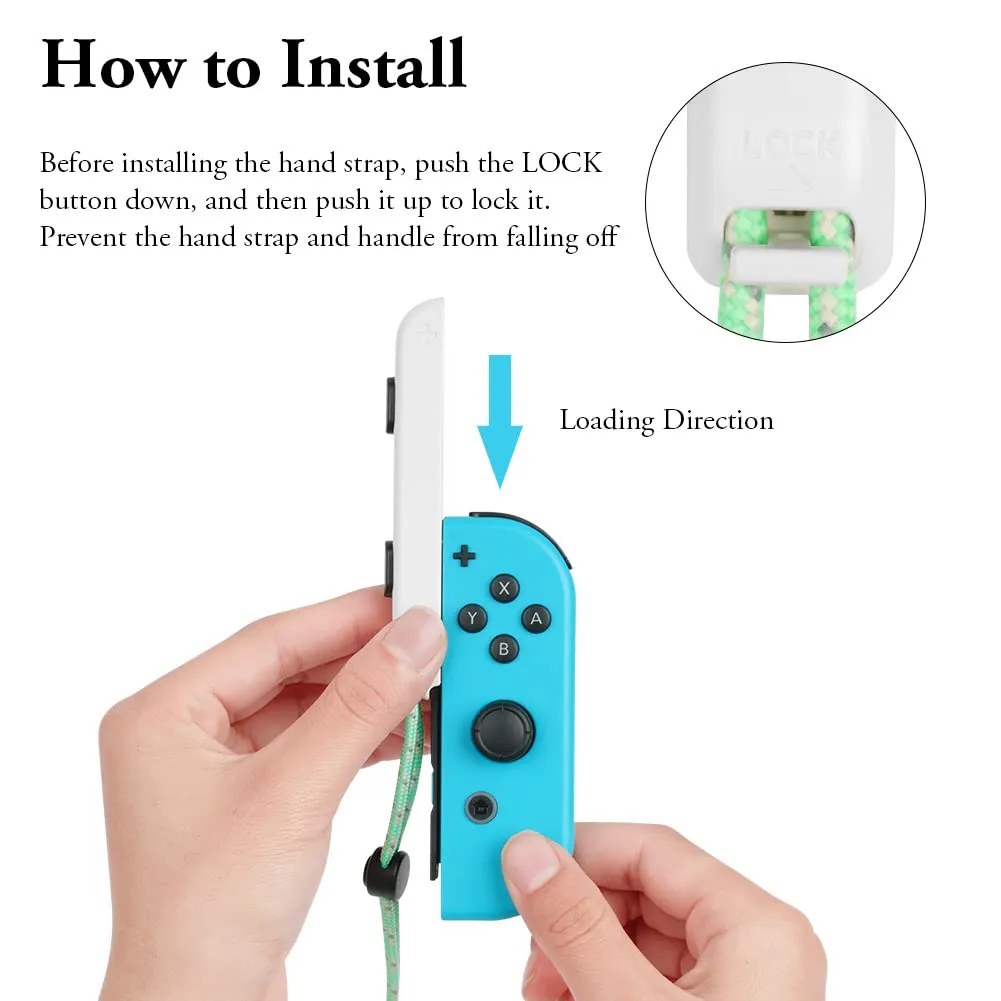 Vicloon Switch Controller Wrist Straps with 4 Joystick Caps, White - immagine 3
