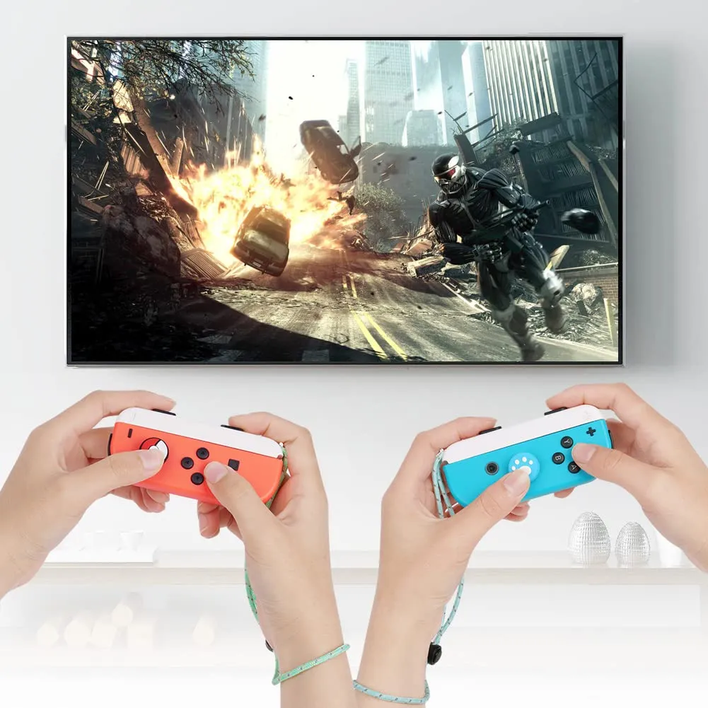 Vicloon Switch Controller Wrist Straps with 4 Joystick Caps, White - immagine 7