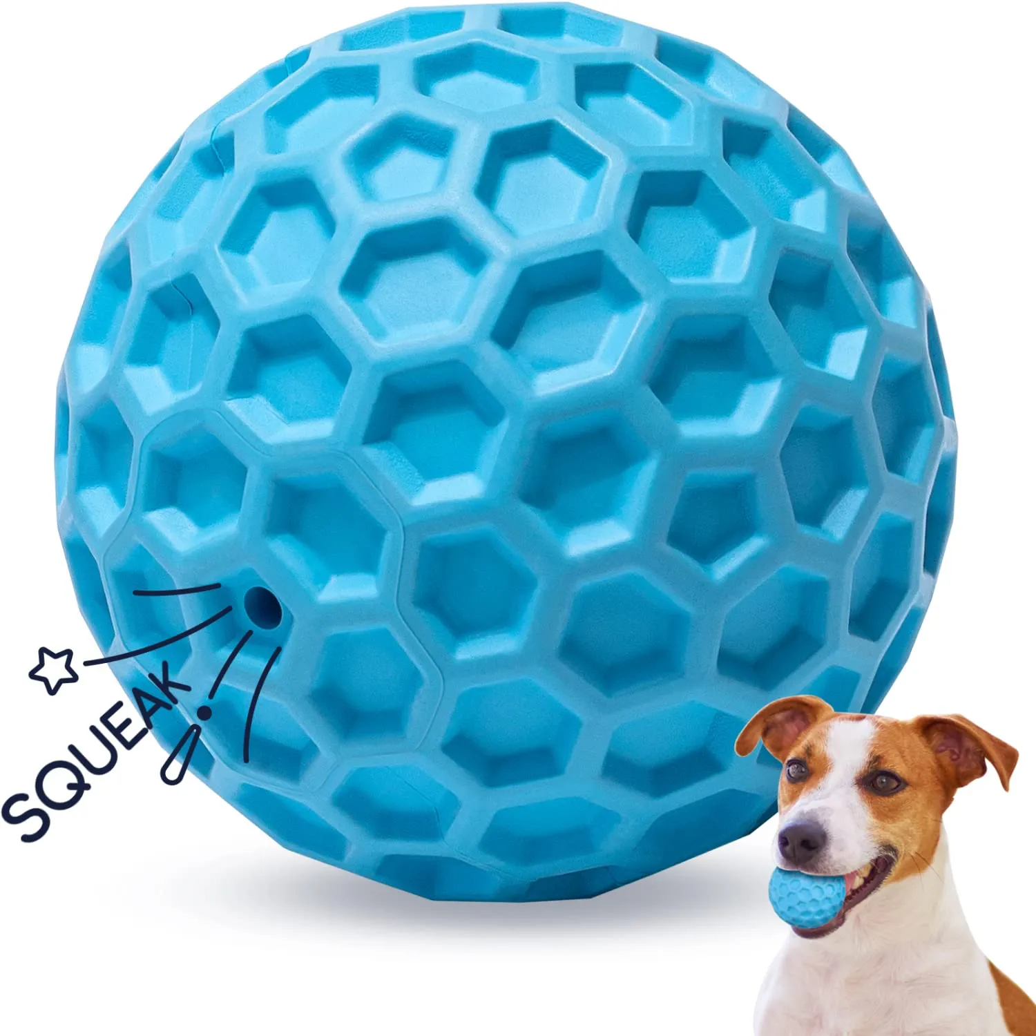 Nobleza Palla Giocattolo per Cani in Gomma Naturale con Squeak, Interattivo per Cani Medi e Grandi, Blu, Ø 5.5cm - immagine 1