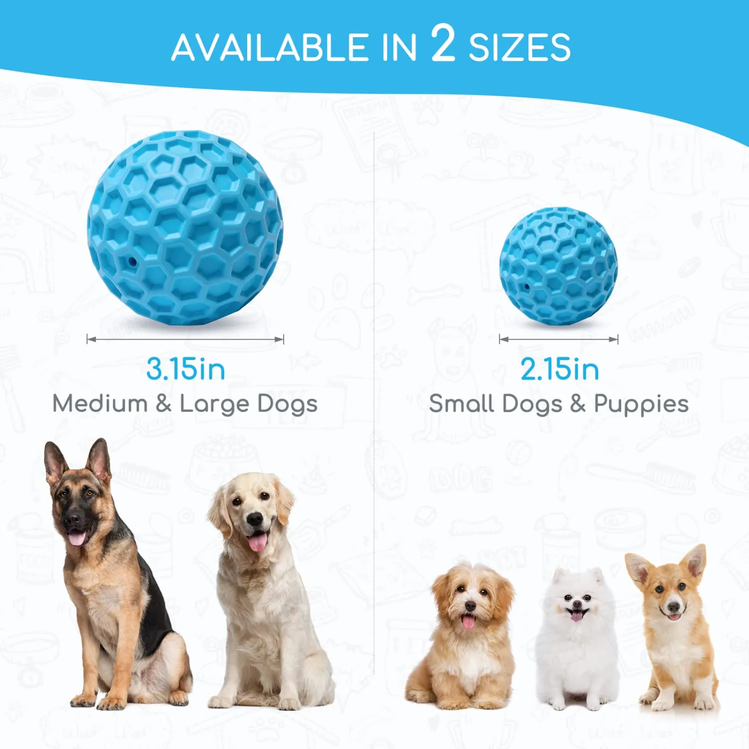 Nobleza Palla Giocattolo per Cani in Gomma Naturale con Squeak, Interattivo per Cani Medi e Grandi, Blu, Ø 5.5cm - immagine 2
