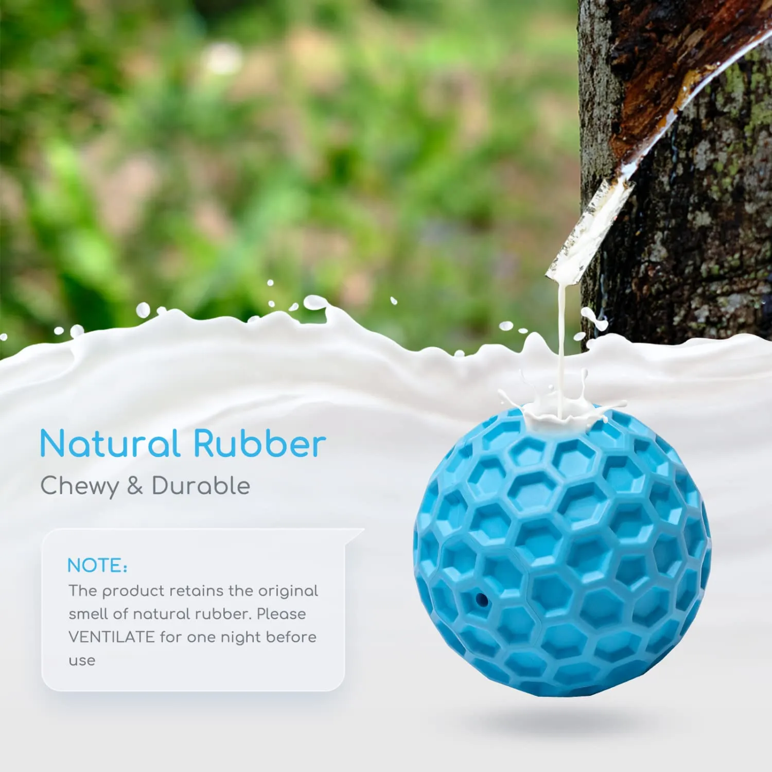 Nobleza Palla Giocattolo per Cani in Gomma Naturale con Squeak, Interattivo per Cani Medi e Grandi, Blu, Ø 5.5cm - immagine 6