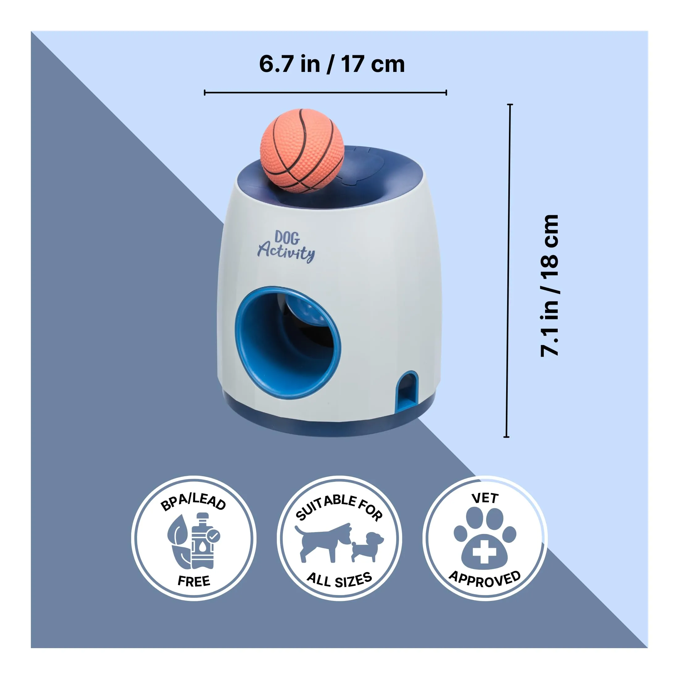 TRIXIE Ball & Treat - Giocattolo intelligente per cani, distributore di croccantini con pallina inclusa (ø6cm), ø17×18cm - immagine 4