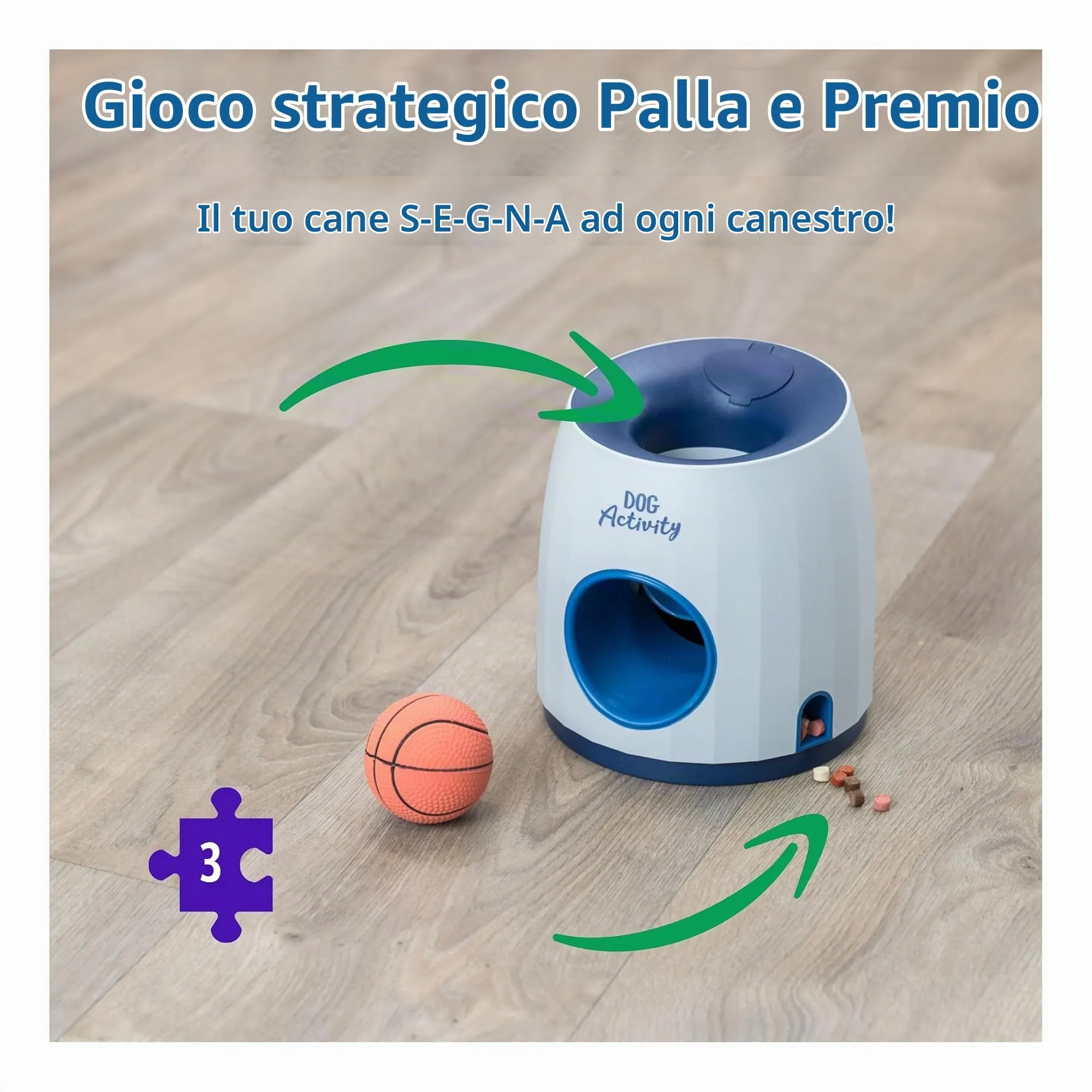 TRIXIE Ball & Treat - Giocattolo intelligente per cani, distributore di croccantini con pallina inclusa (ø6cm), ø17×18cm - immagine 6