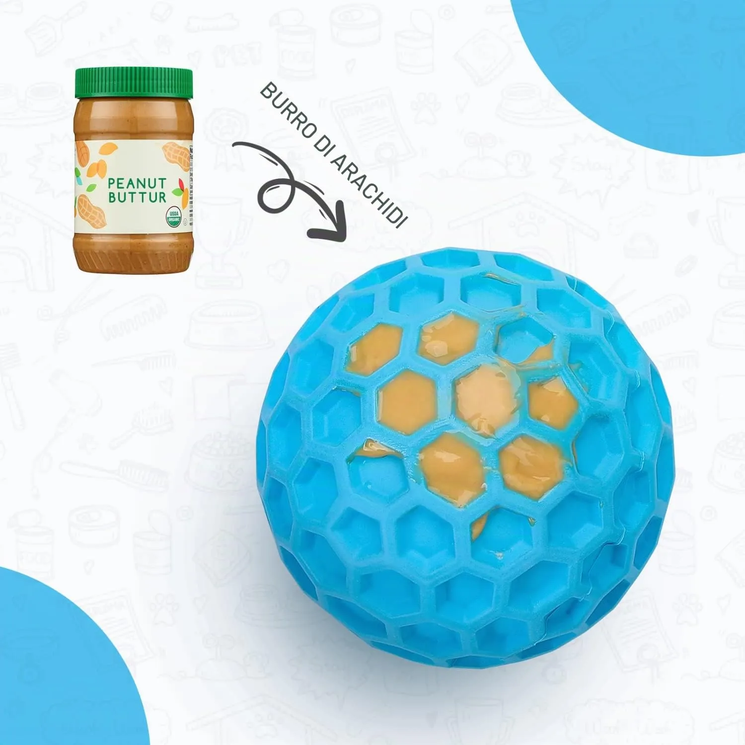 Nobleza Palla Giocattolo per Cani in Gomma Naturale con Squeak, Interattiva per Cani Medi e Grandi, Ø 8cm - immagine 4