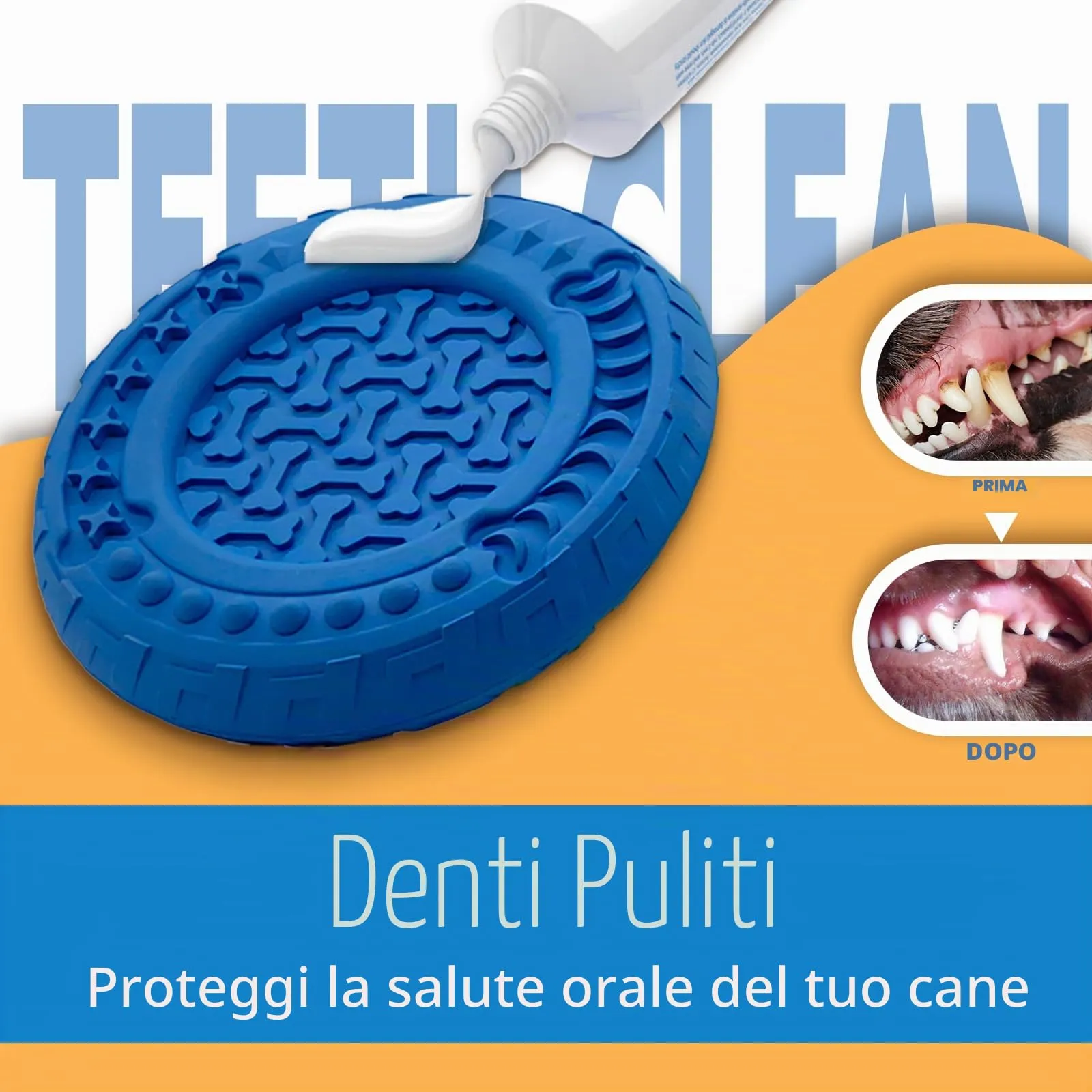 TFSZE Giocattolo Massaggiagengive e Spazzolino da Denti per Cani Taglia Grande, Resistente (Arancione) - immagine 4