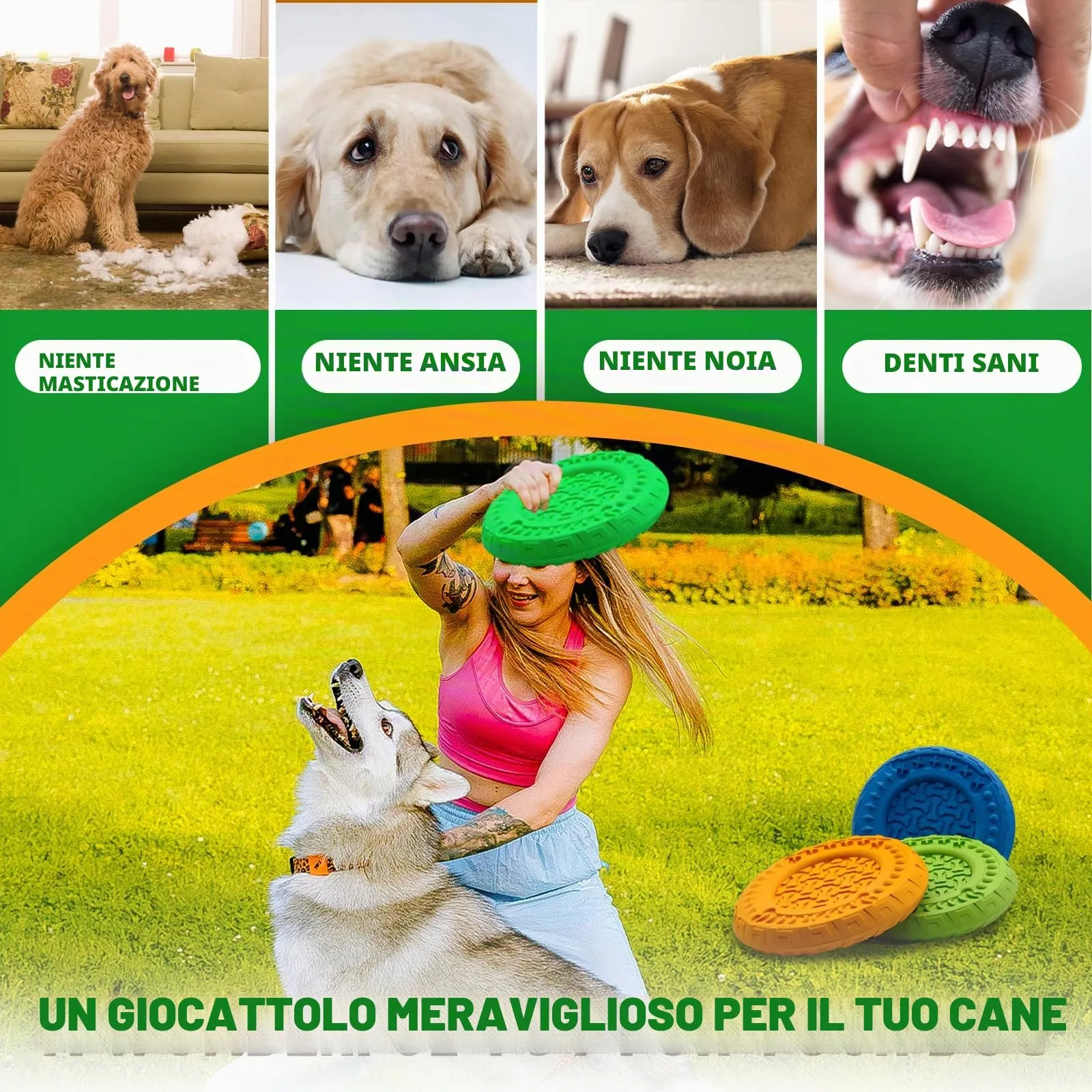 TFSZE Giocattolo Massaggiagengive e Spazzolino da Denti per Cani Taglia Grande, Resistente (Arancione) - immagine 5