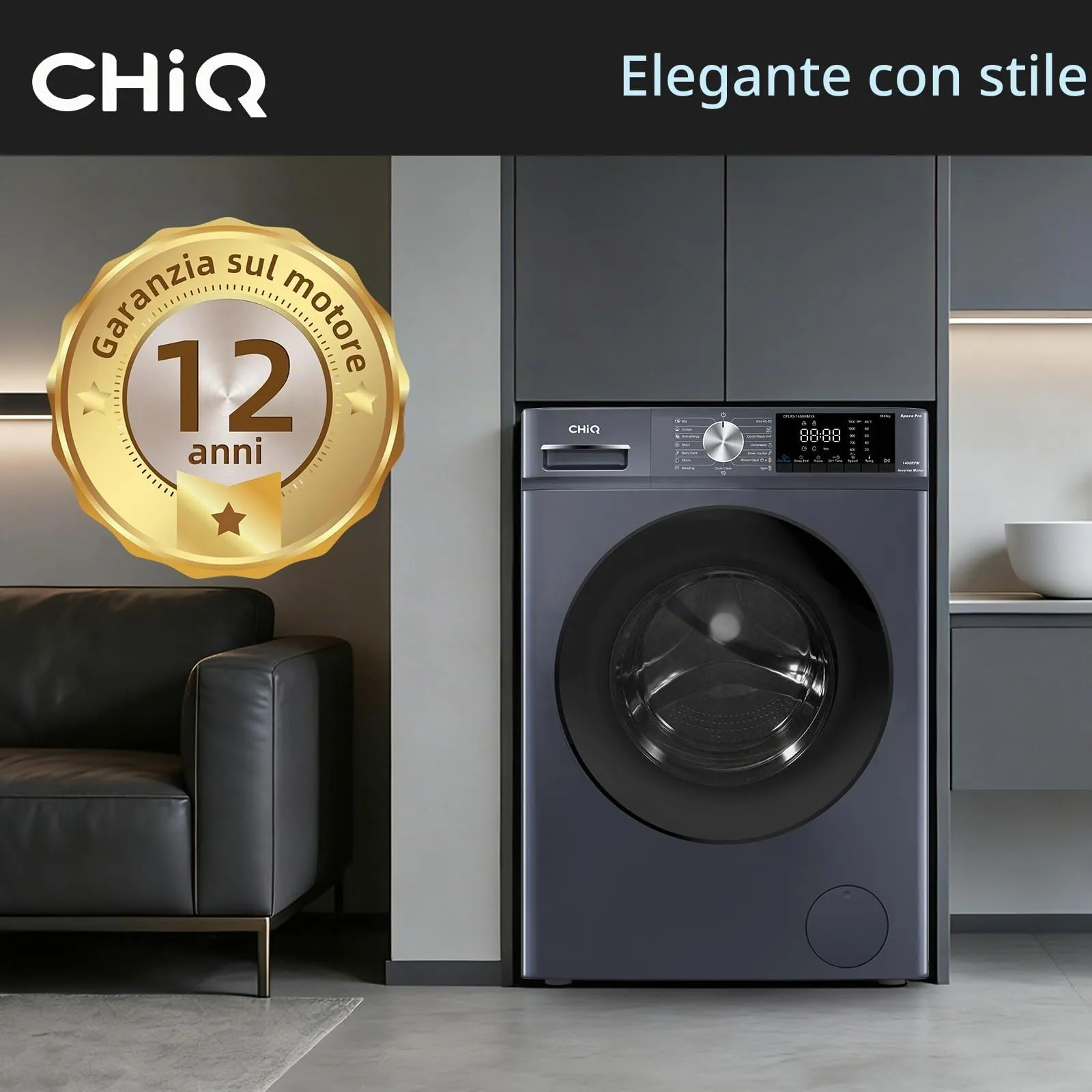 CHiQ Lavatrice 9kg Classe A Grigio CFL90-14586IM3XA - immagine 3