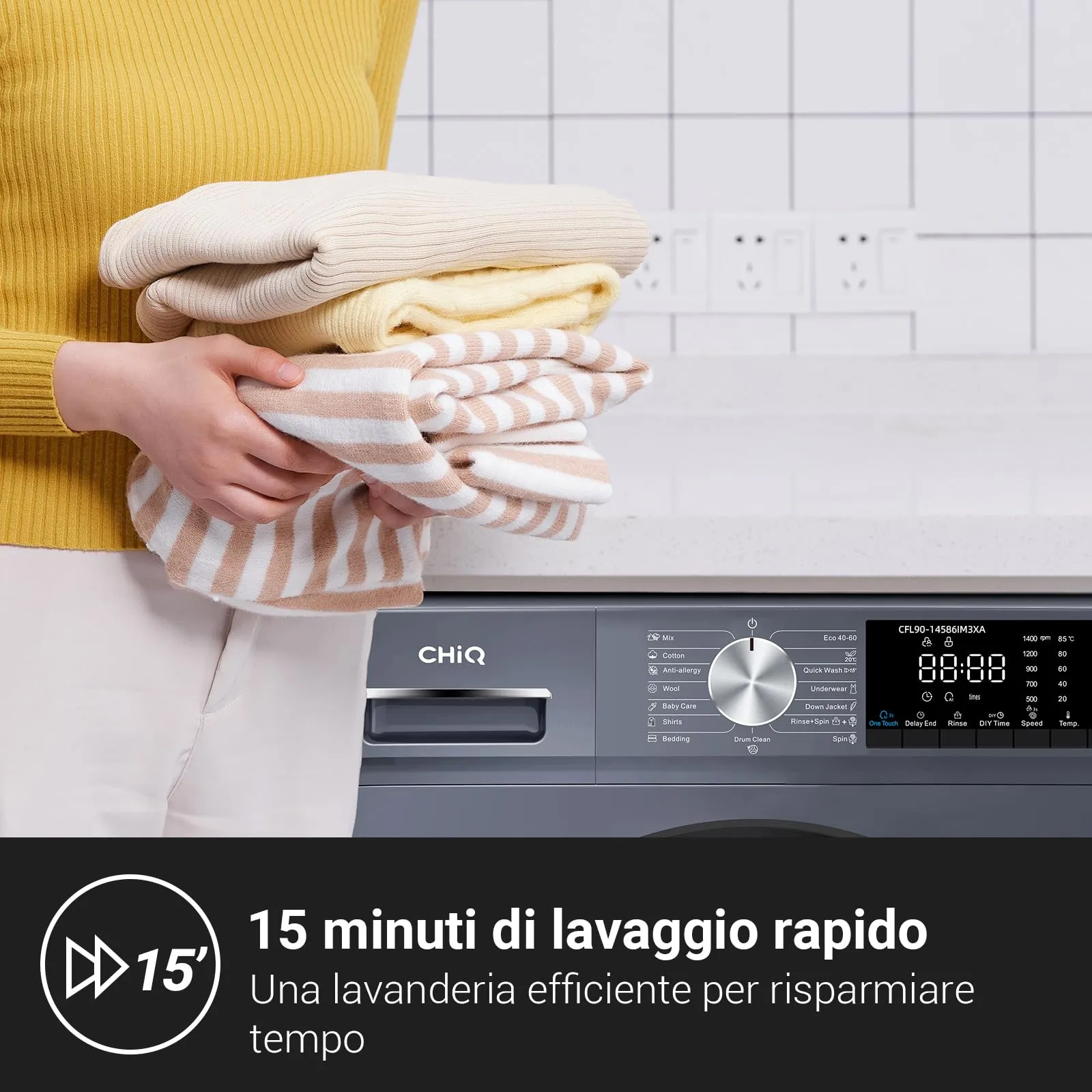CHiQ Lavatrice 9kg Classe A Grigio CFL90-14586IM3XA - immagine 4