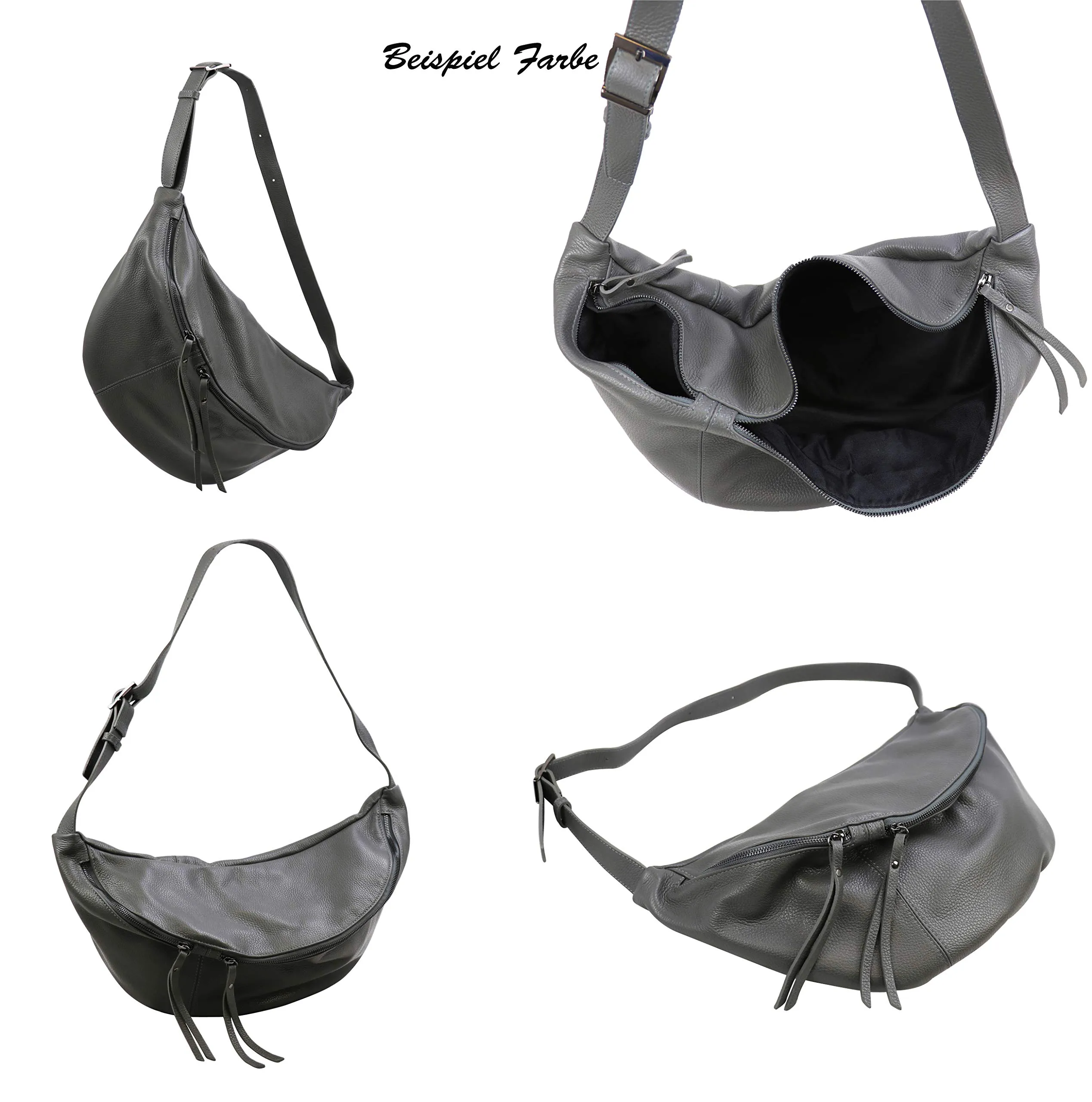 SH Leder Daniela G768 Marsupio in Vera Pelle, Rosso Vivo, 49 x 28 cm - immagine 5