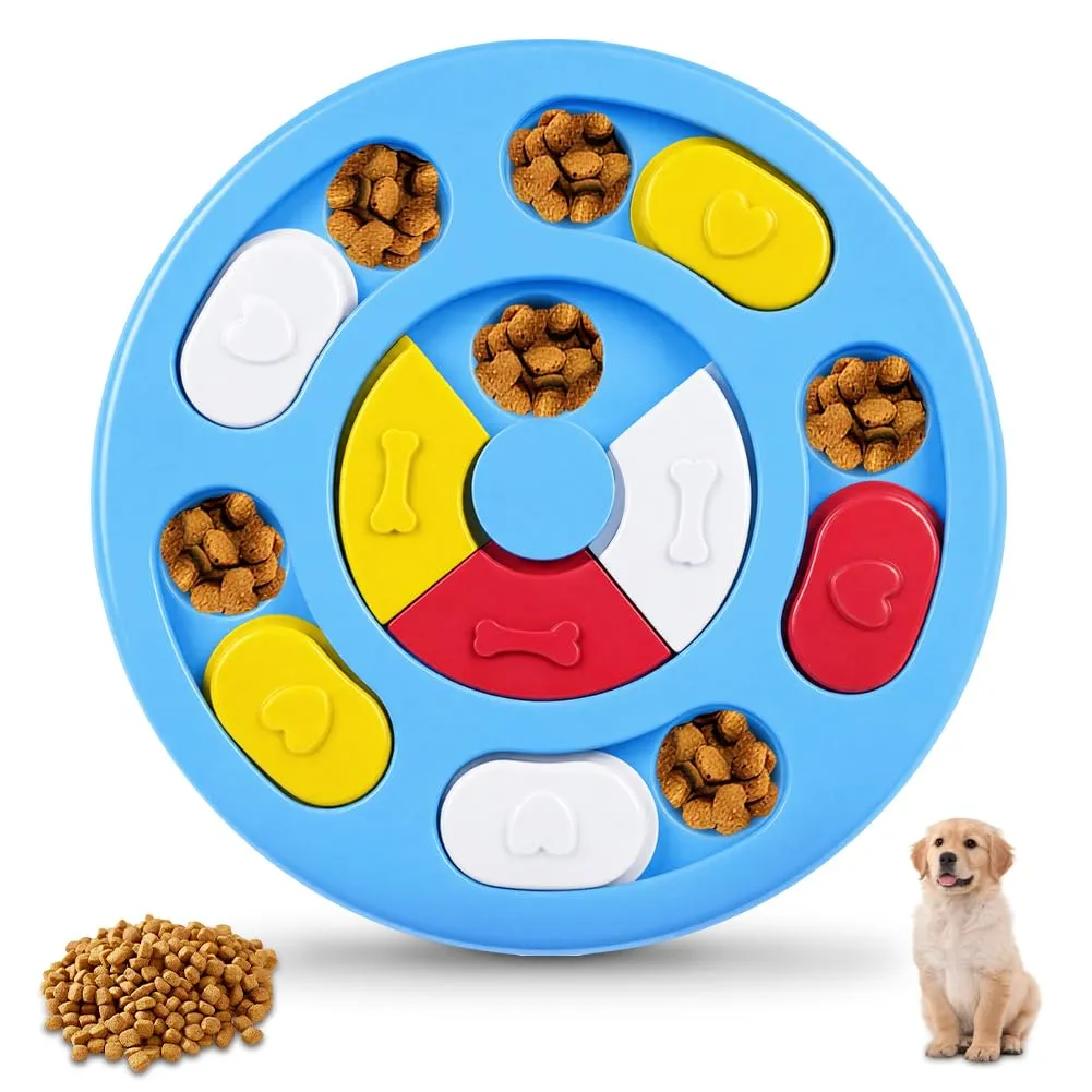 vsshe Giocattolo di Intelligenza Interattivo per Cani e Gatti, Dispenser di Premi Puzzle Antiscivolo e Lavabile, Blu Scuro - immagine 1