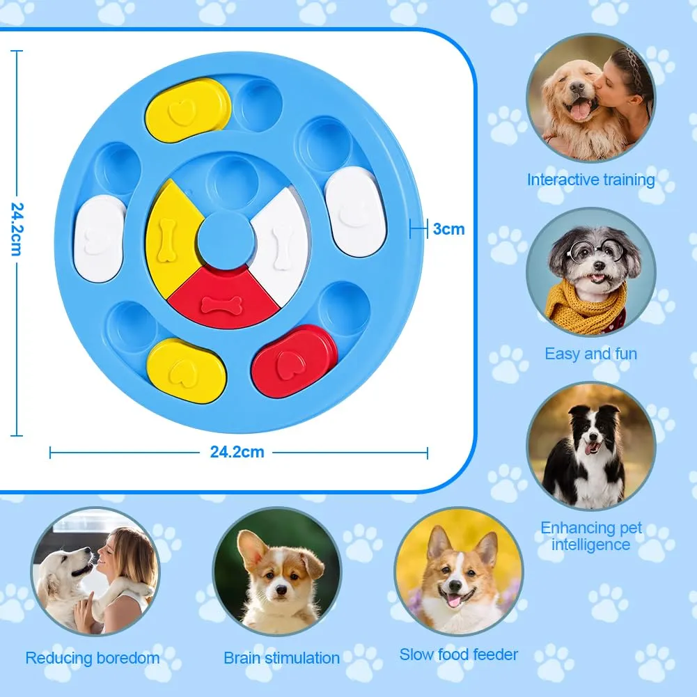 vsshe Giocattolo di Intelligenza Interattivo per Cani e Gatti, Dispenser di Premi Puzzle Antiscivolo e Lavabile, Blu Scuro - immagine 2