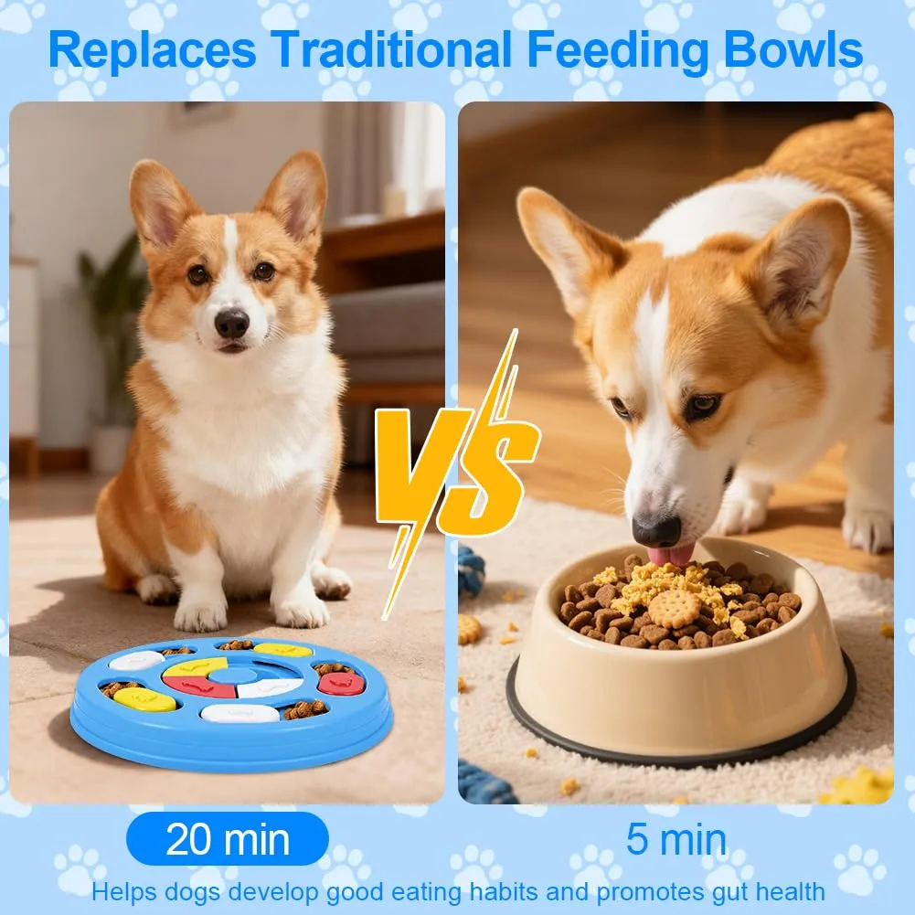 vsshe Giocattolo di Intelligenza Interattivo per Cani e Gatti, Dispenser di Premi Puzzle Antiscivolo e Lavabile, Blu Scuro - immagine 5