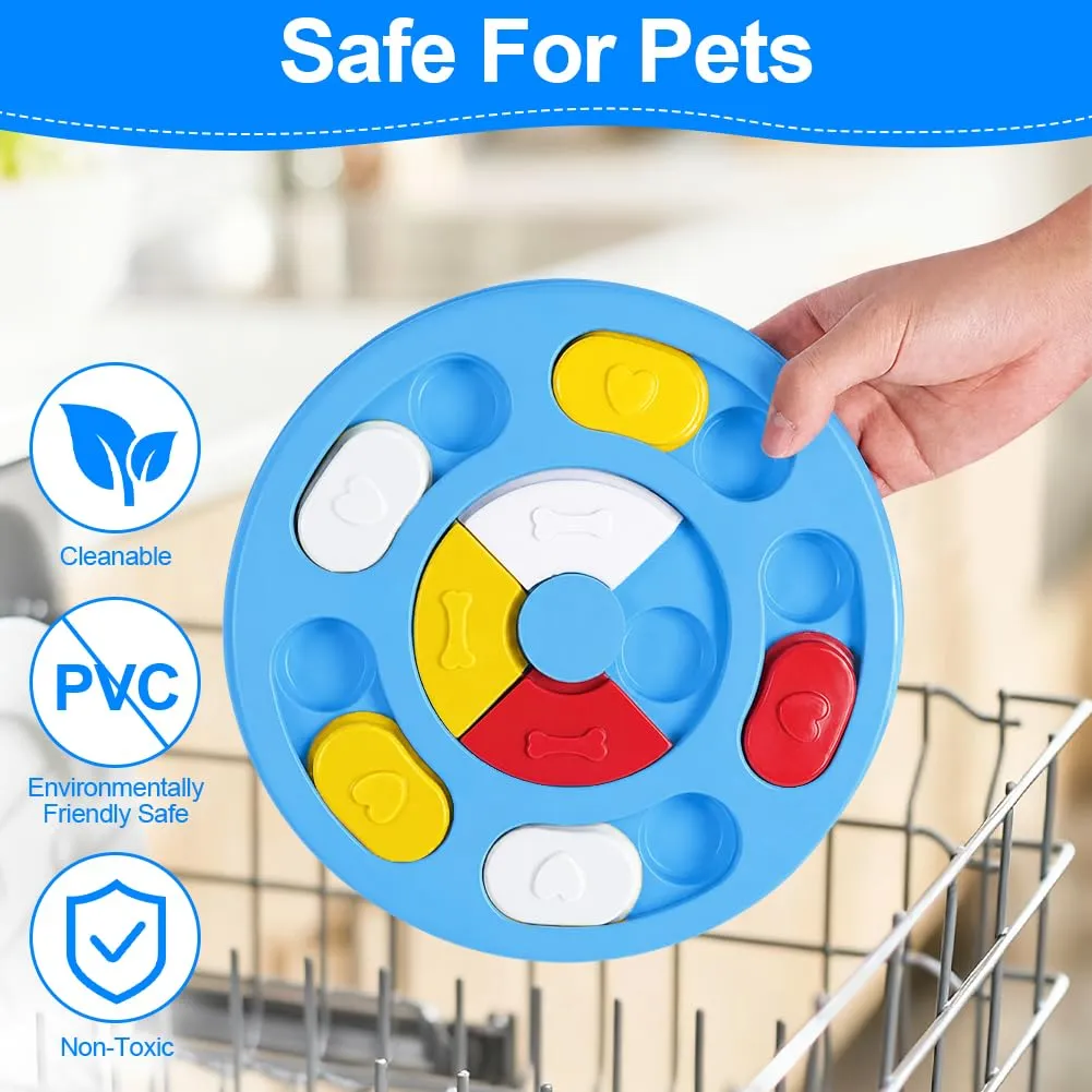 vsshe Giocattolo di Intelligenza Interattivo per Cani e Gatti, Dispenser di Premi Puzzle Antiscivolo e Lavabile, Blu Scuro - immagine 6