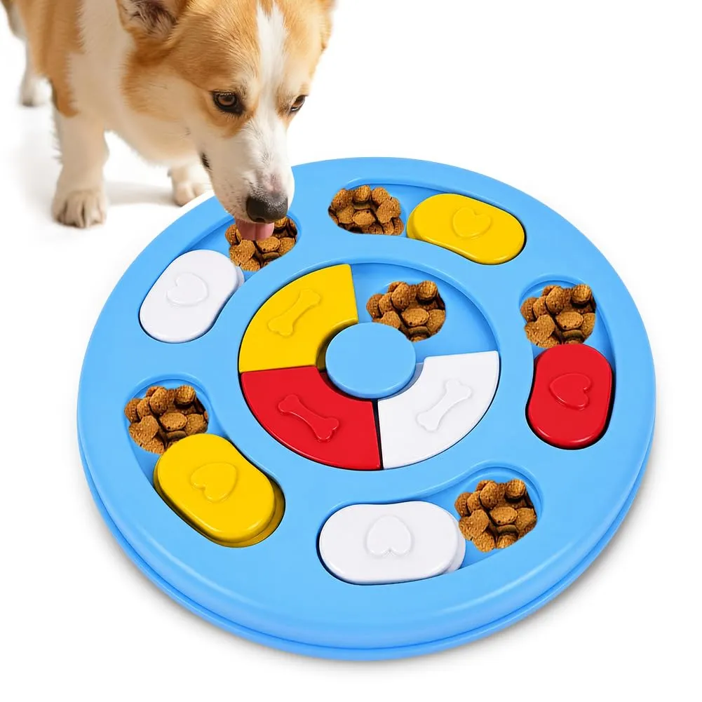 vsshe Giocattolo di Intelligenza Interattivo per Cani e Gatti, Dispenser di Premi Puzzle Antiscivolo e Lavabile, Blu Scuro - immagine 8