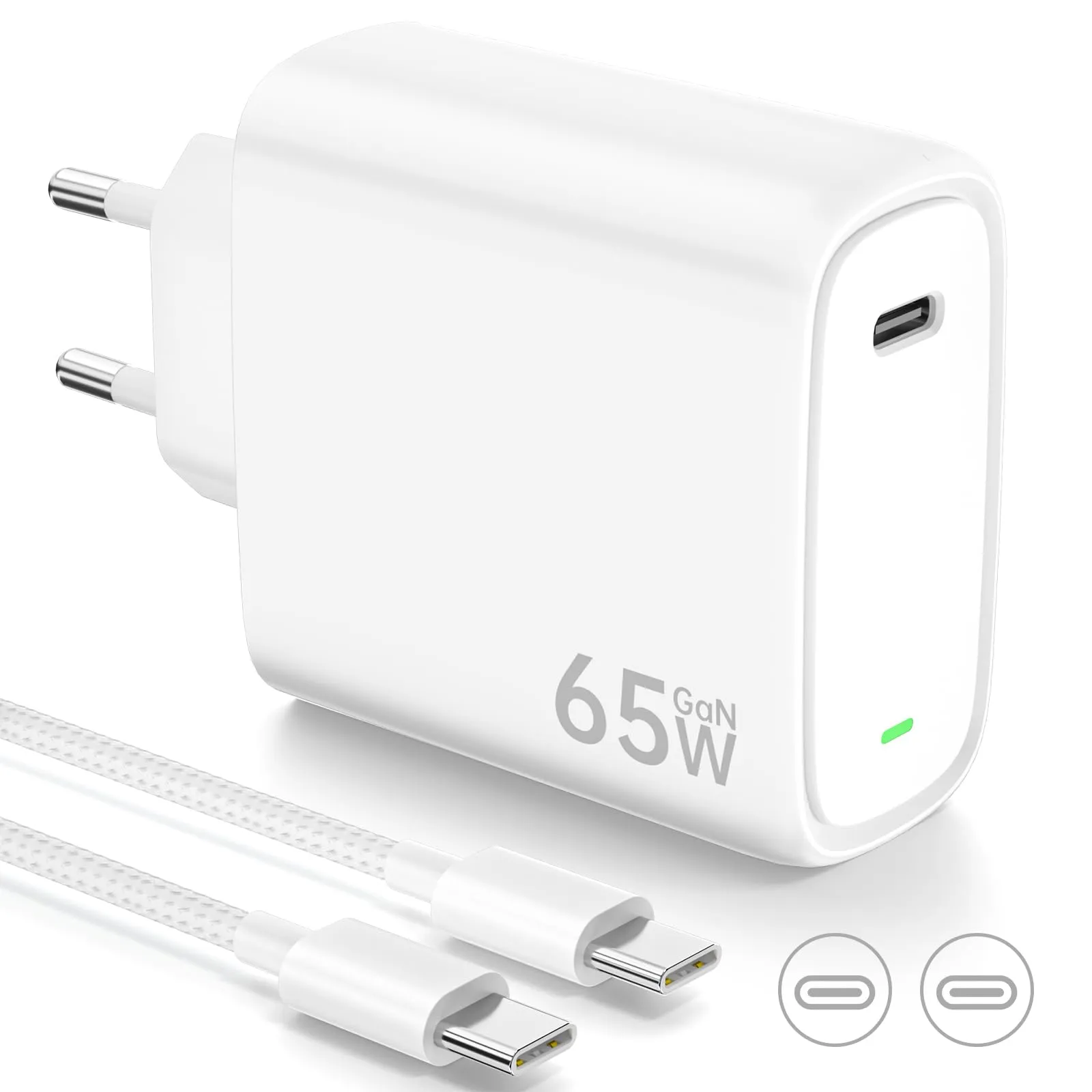 Kndaa Caricatore USB-C 65W GaN II PD3.0 PPS con Cavo Tipo C 2M - immagine 1
